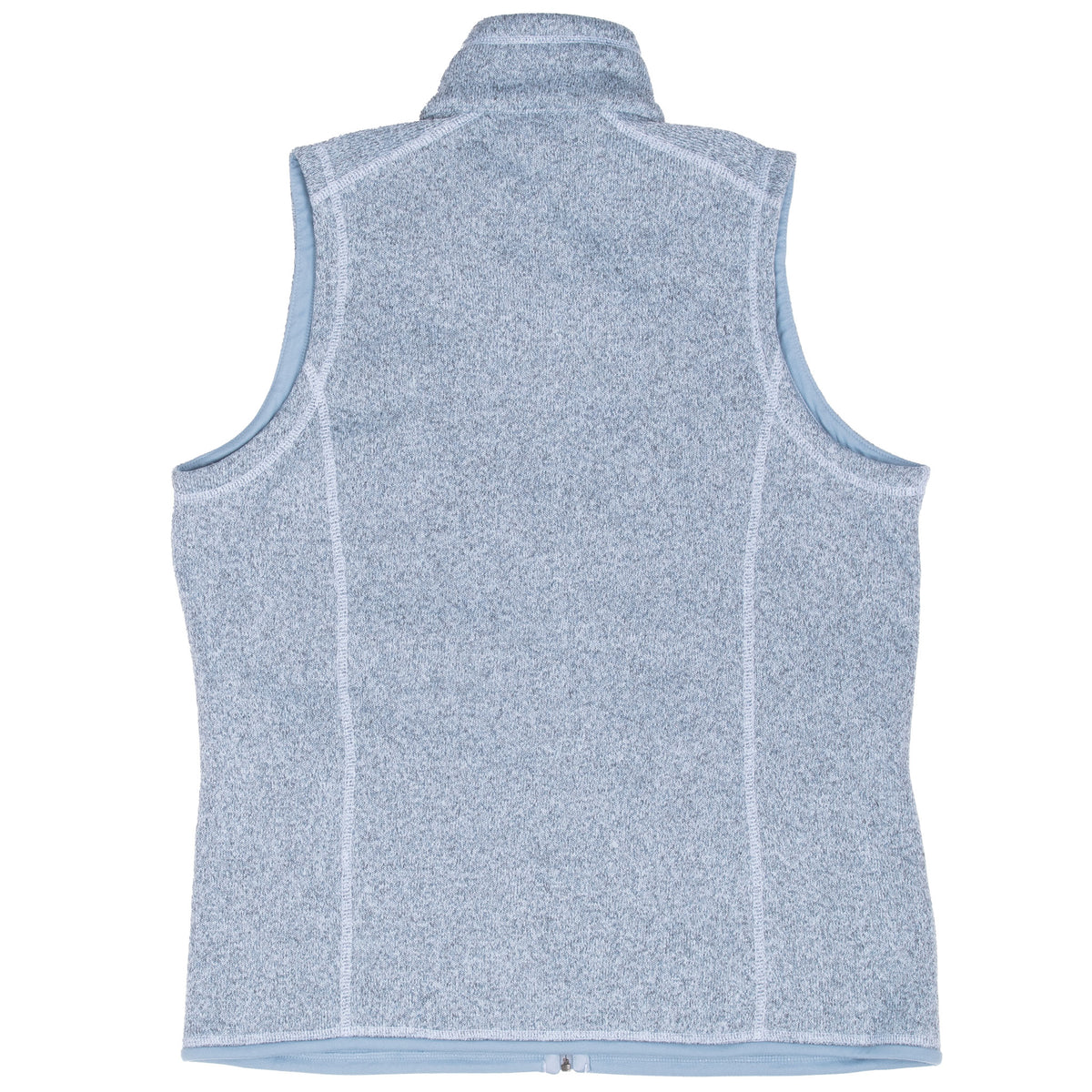 Back view of women's grey Patagonia Better Sweater fleece vest