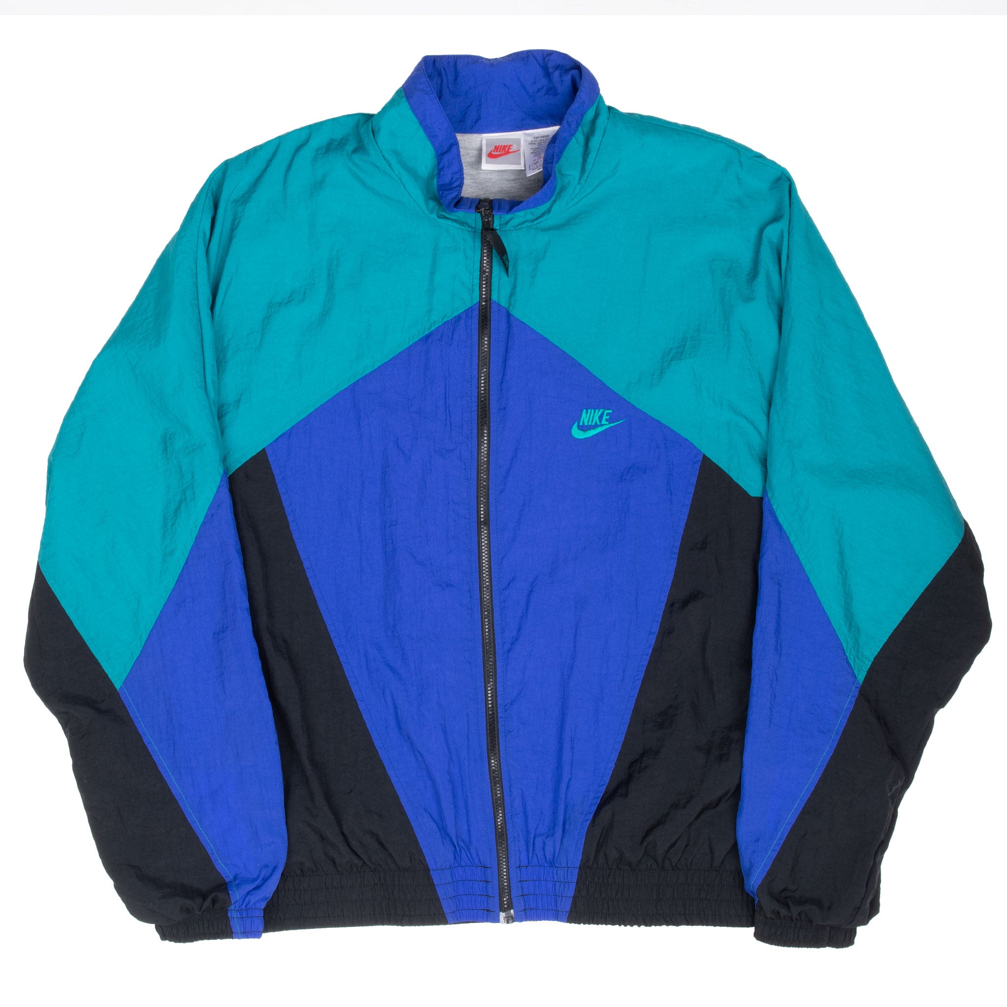Vintage Nike Turquoise Blue Black Windbreaker Jacket Late 1980S Size Large