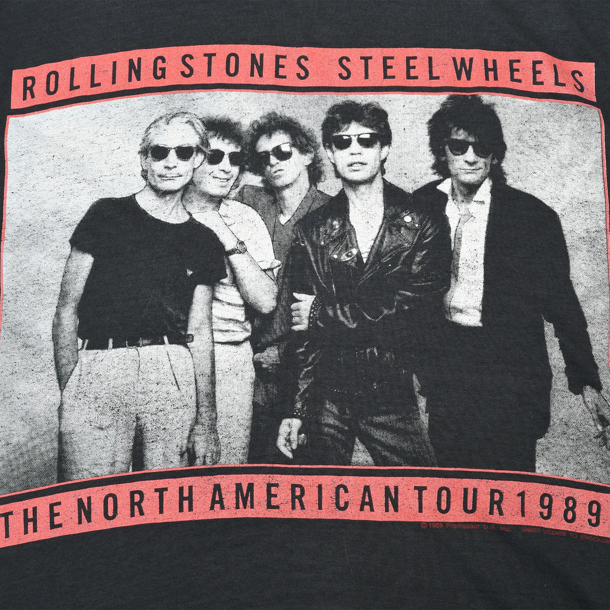 Close-up of Rolling Stones band portrait and North American Tour 1989 front print