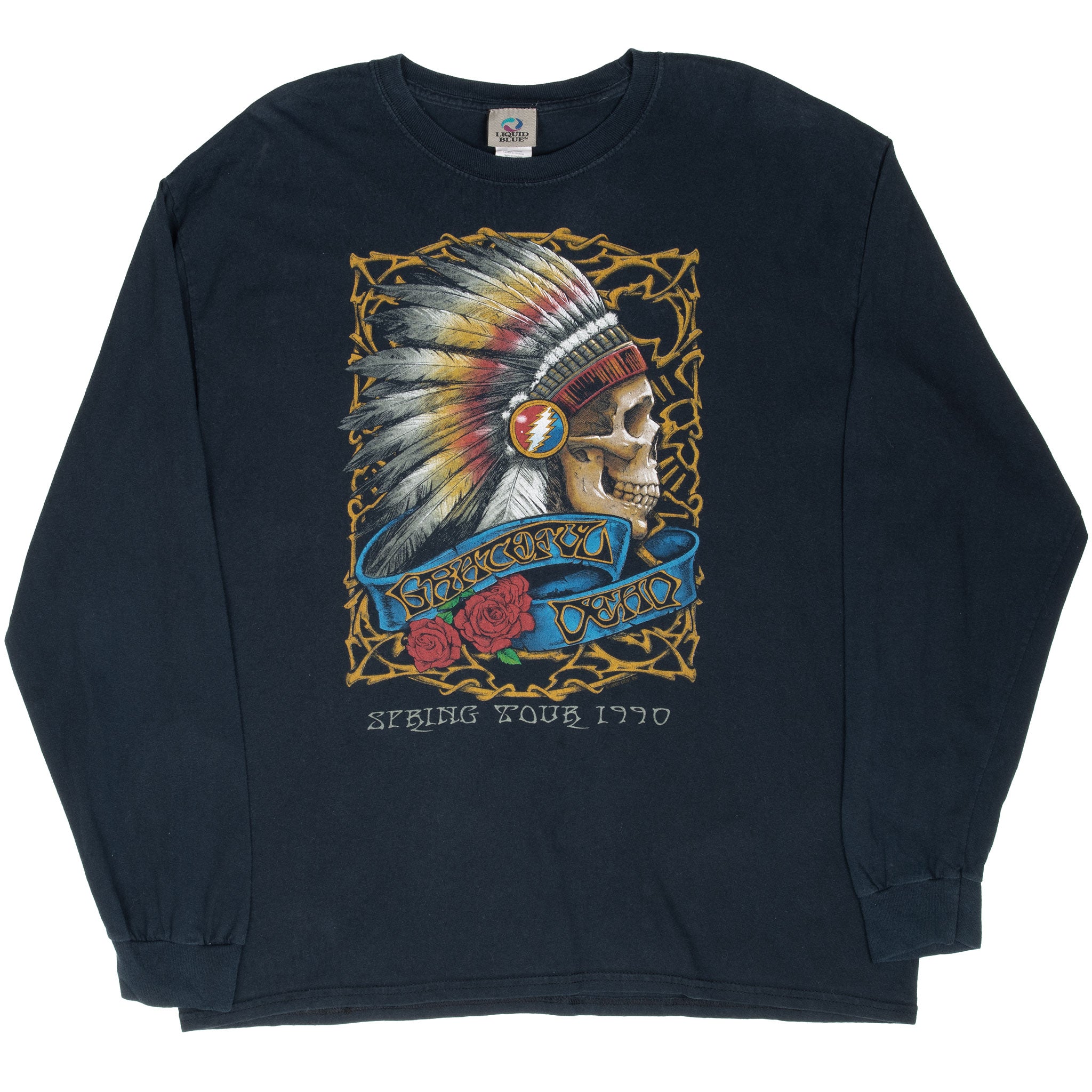 Vintage Grateful Dead Spring Tour 1990 Liquid Blue Long Sleeve Tee Shirt 2000 Size XL