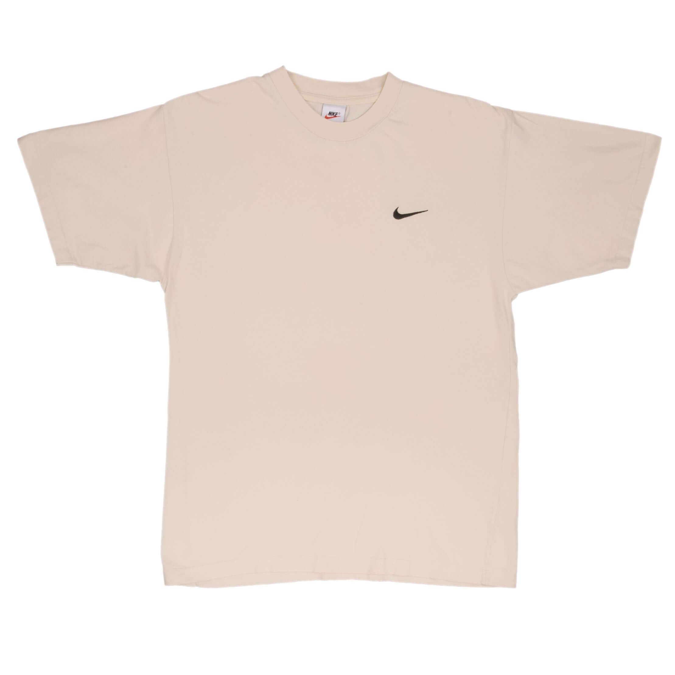 Vintage Nike Classic Swoosh Beige Tee Shirt Size 1990s Size Medium