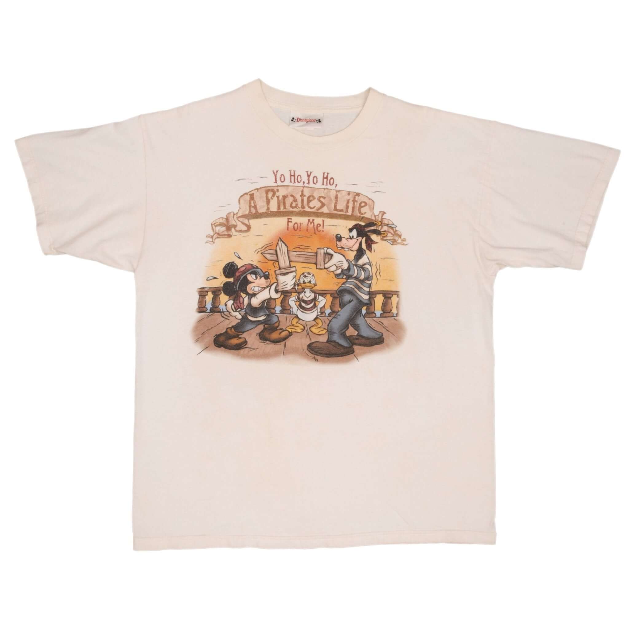 Vintage Disneyland Mickey Mouse Donald Duck and Goofy A Pirate Life 1990S Tee Shirt Size XL Made In Usa