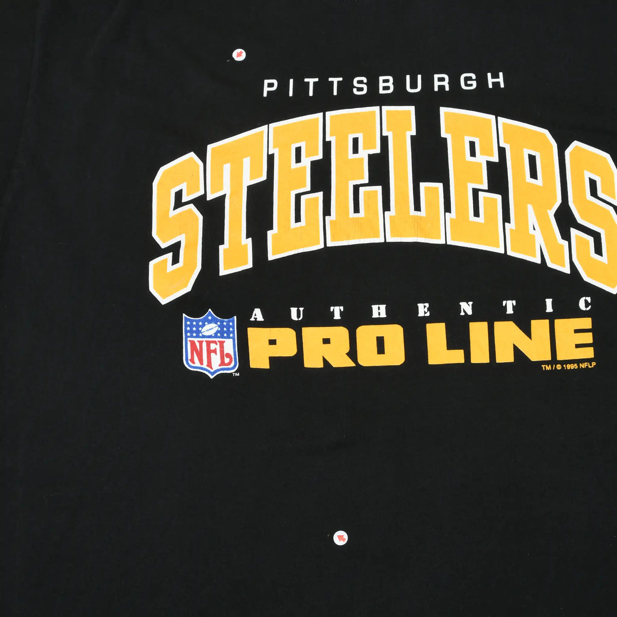 Pittsburgh Steelers NFL Pro Line front graphic with two small marks visible on the black shirt