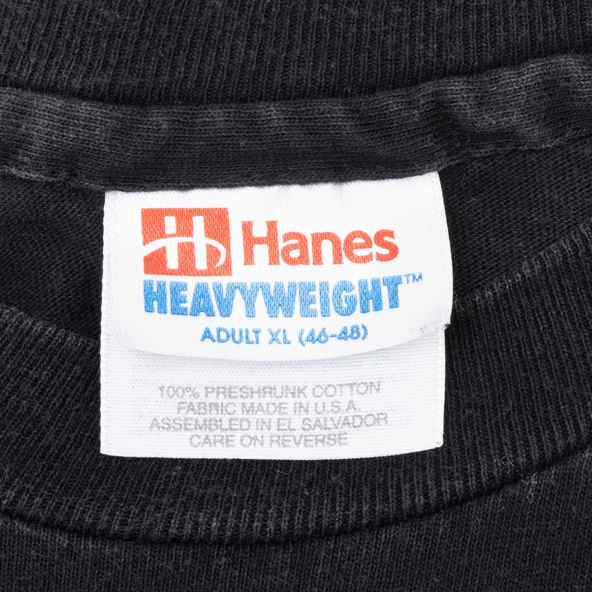 Hanes Heavyweight Adult XL neck label on black Melissa Etheridge T-shirt