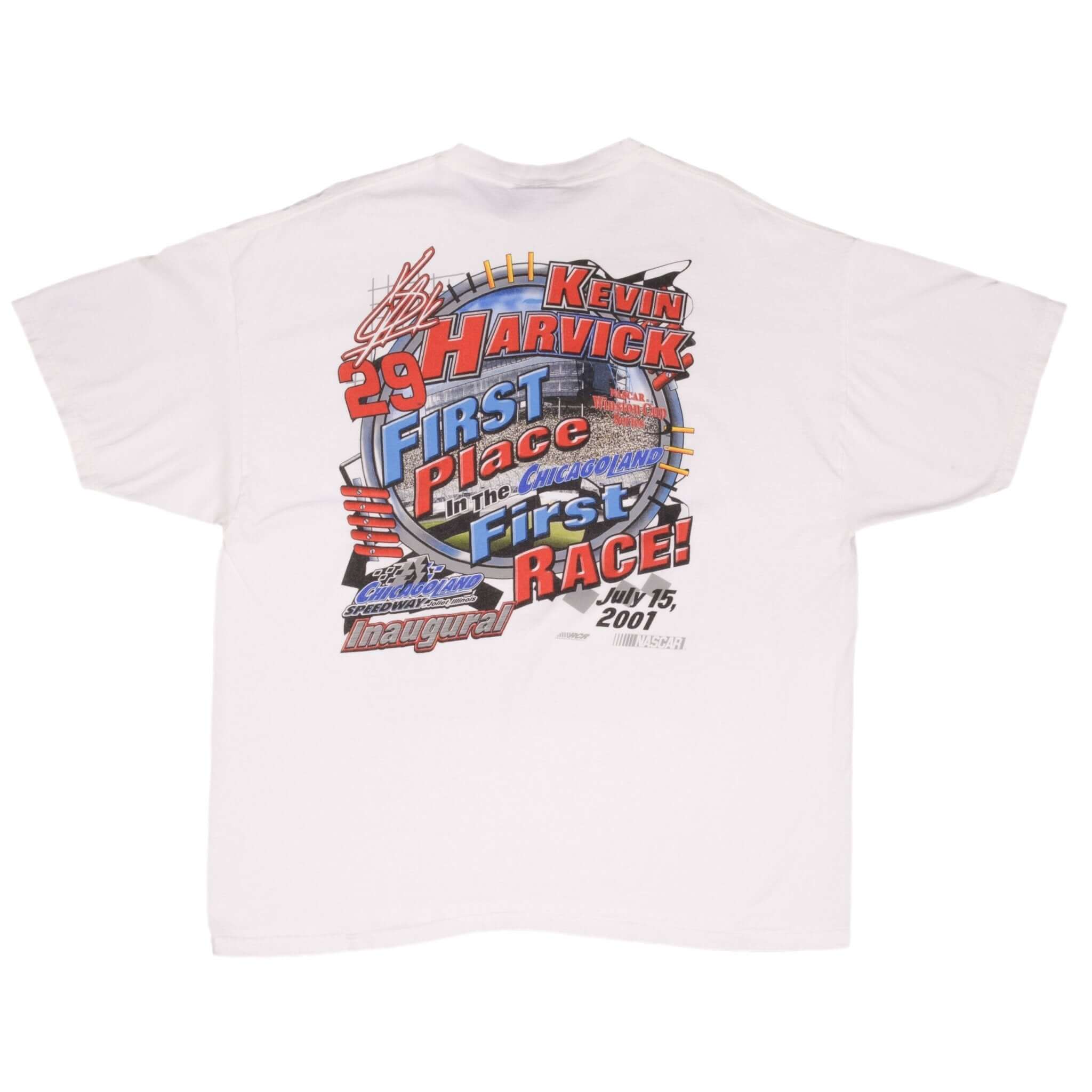 Vintage Nascar Kevin Harvick Chicagoland Speedway Inaugural Joliet Illinois July 15 2001 Tee Shirt Size XL