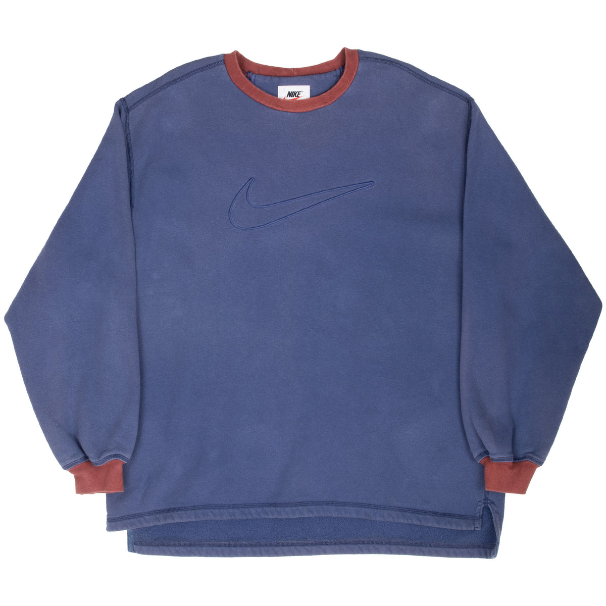 Vintage Nike Big Swoosh Navy Blue Sweatshirt 1990S Large