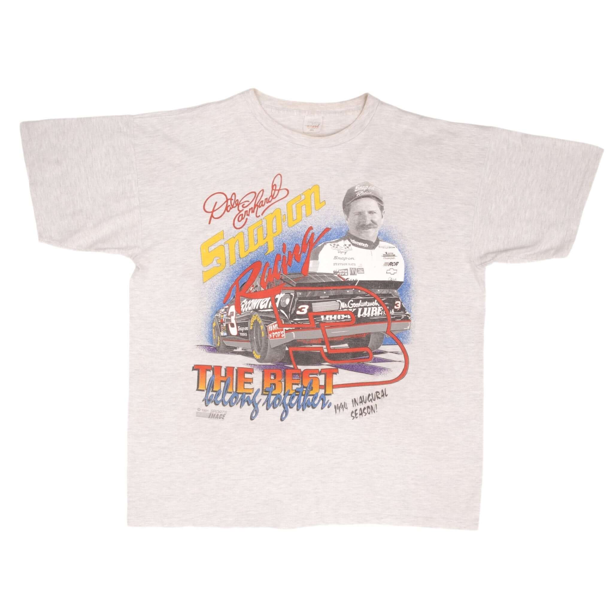 Vintage Nascar Dale Earnhardt Snap On Racing Inaugural Season 1994 Sport Image Tee Shirt Size XL Made In Usa With Single Stitch Sleeves