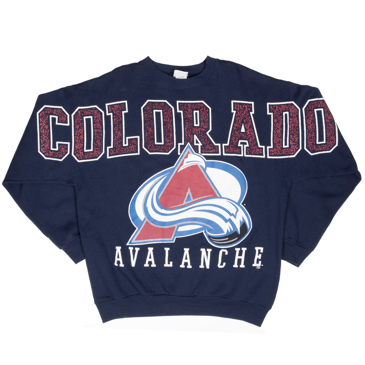 Vintage Nhl Colorado Avalanche All Over Print Sweatshirt 1990S Size Large Made In USA