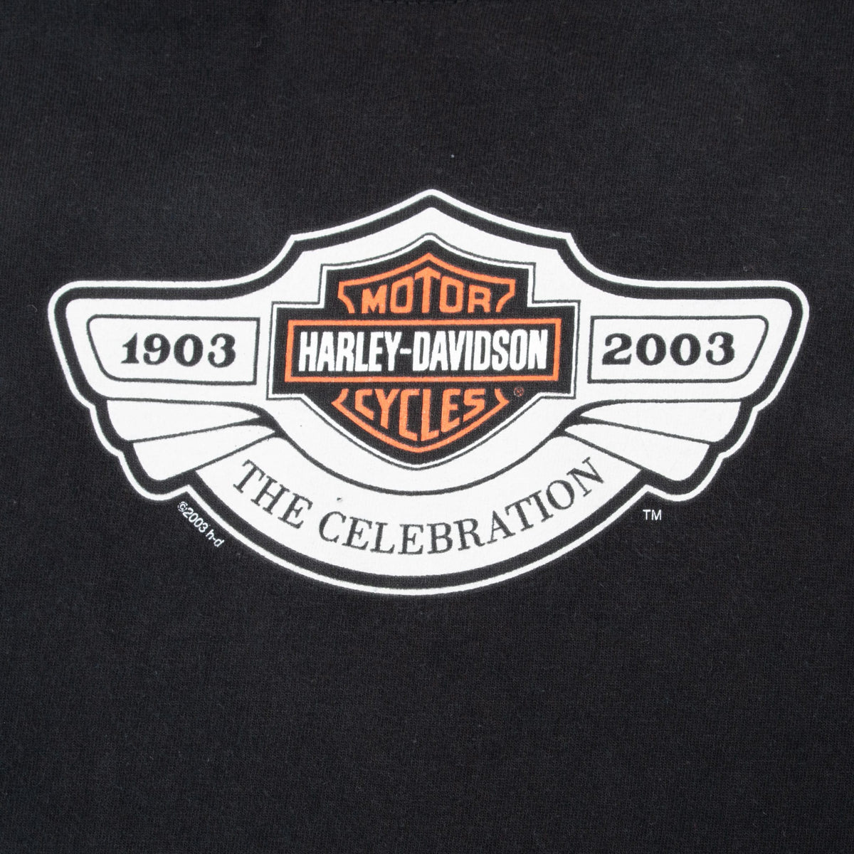 Close-up of winged Harley-Davidson 1903–2003 Celebration chest graphic