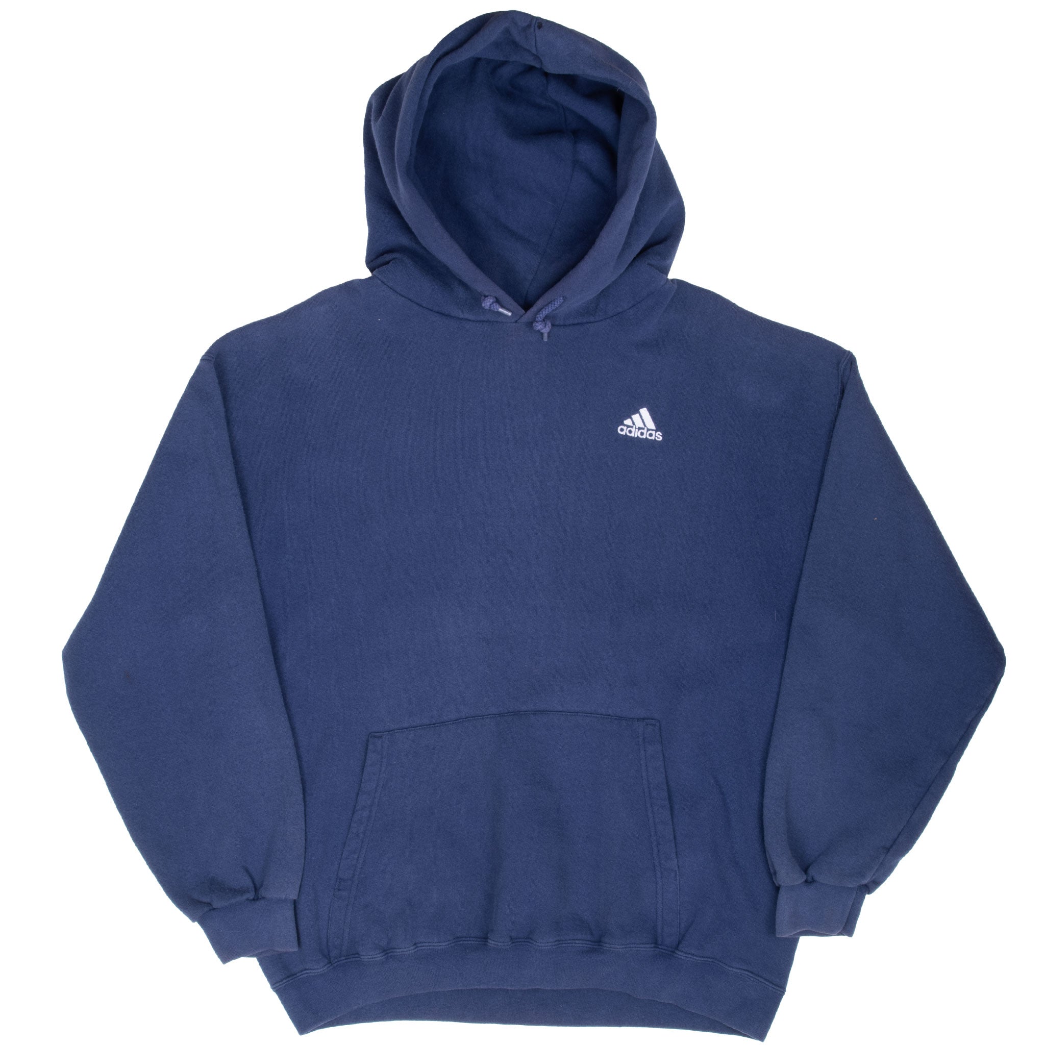 Vintage Adidas Navy Blue Hoodie Sweatshirt 1990S Size Large Made In Usa