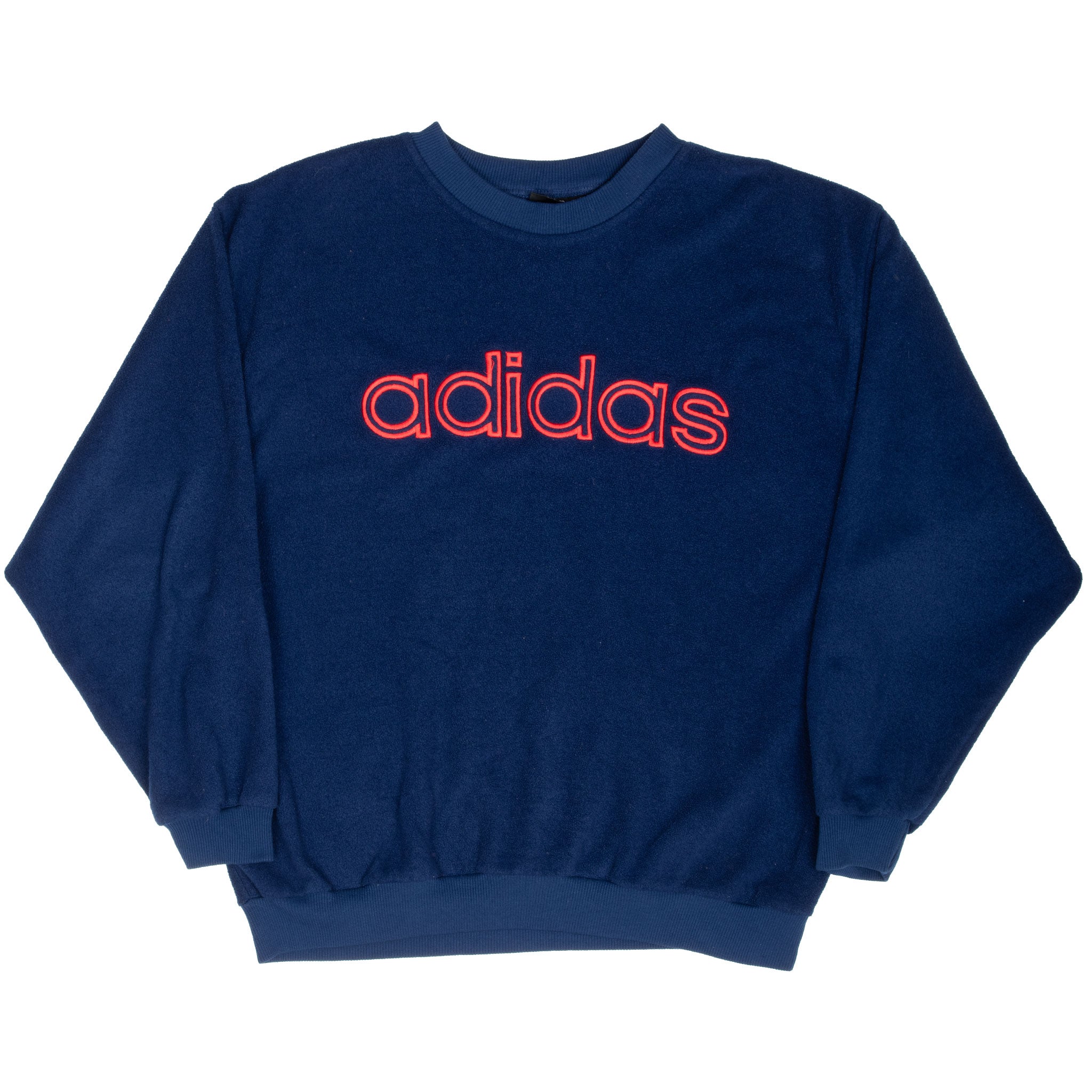 Vintage Adidas Navy Blue Fleece Crewneck Sweatshirt 1990S Size Large