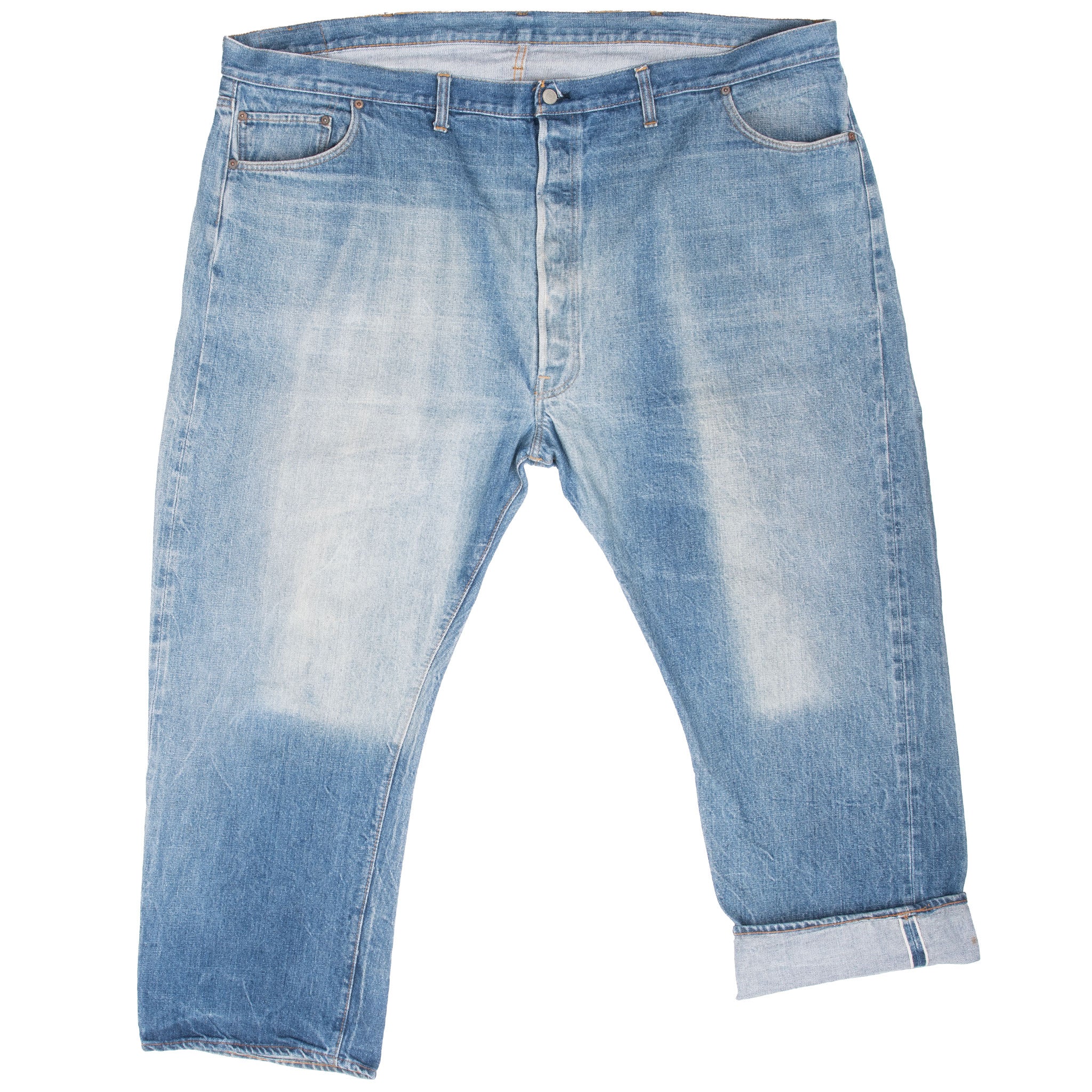 Vintage Levis 501 Jeans Indigo 1970S Selvedge Redline Size 52X28 Made In Usa
Size Tags is 56X32 Actual Size is 52X28
Back Button #6