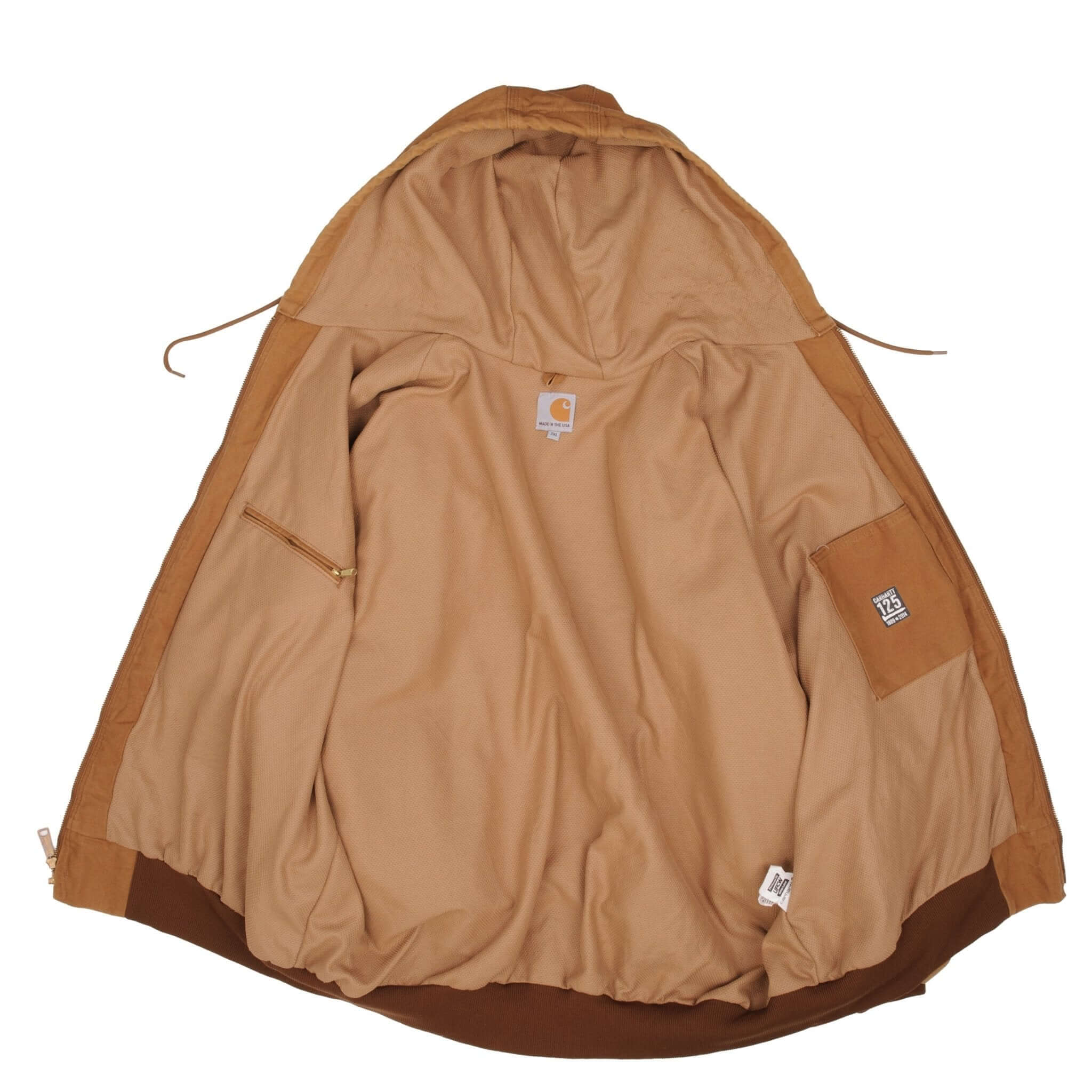 Vintage Carhartt Sandstone Hooded Active Jacket 125 Year Anniversary Edition J131Brn Size 3XL Made In Usa