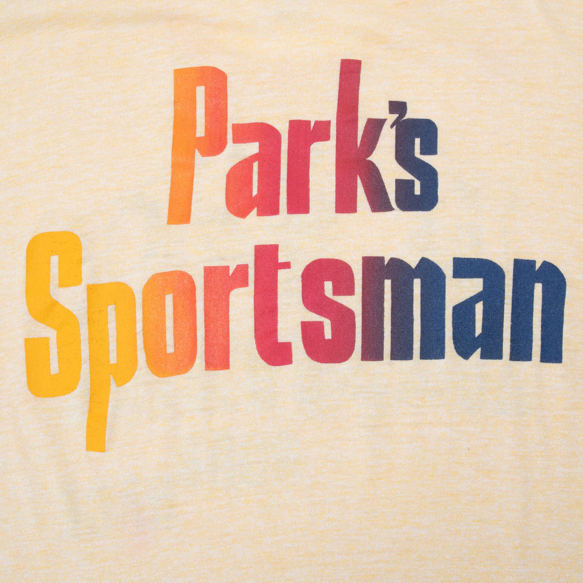 Close-up of multicolor Park's Sportsman back print