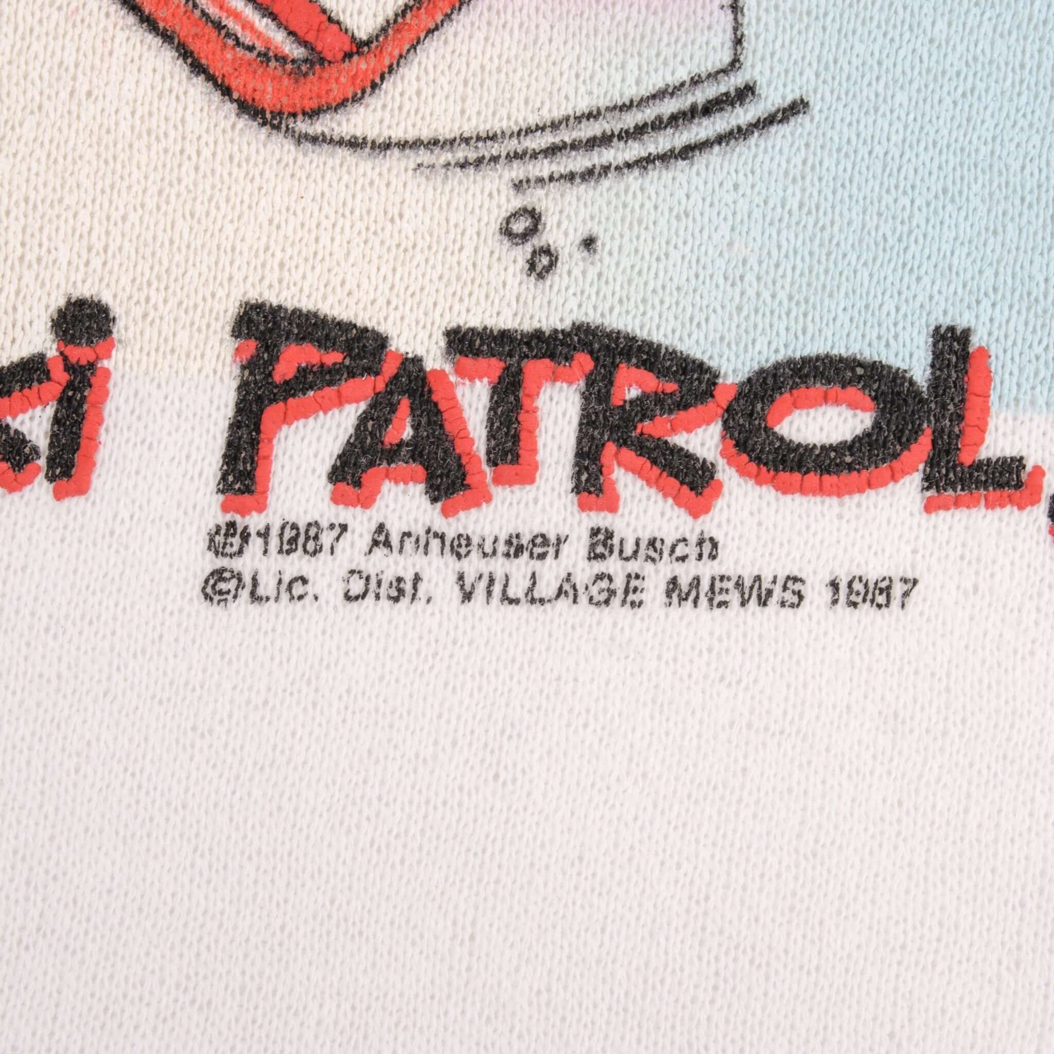 Vintage Budweiser Club Spuds The Original Party Animal Patrol Ski 1987 Sweatshirt Size XL