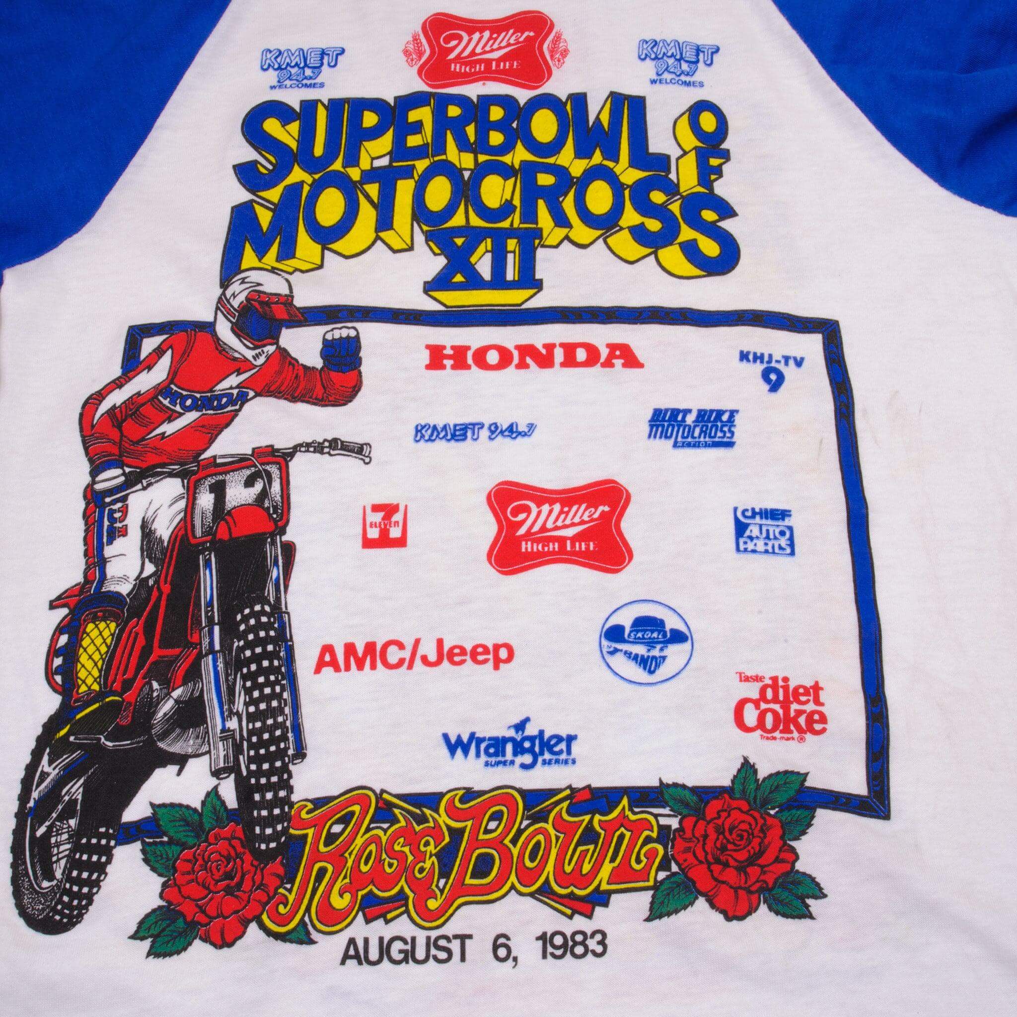 Vintage AMA Superbowl Of Motocross August 6, 1983 At The Rosebowl Passadena, California Tee Shirt Size XS