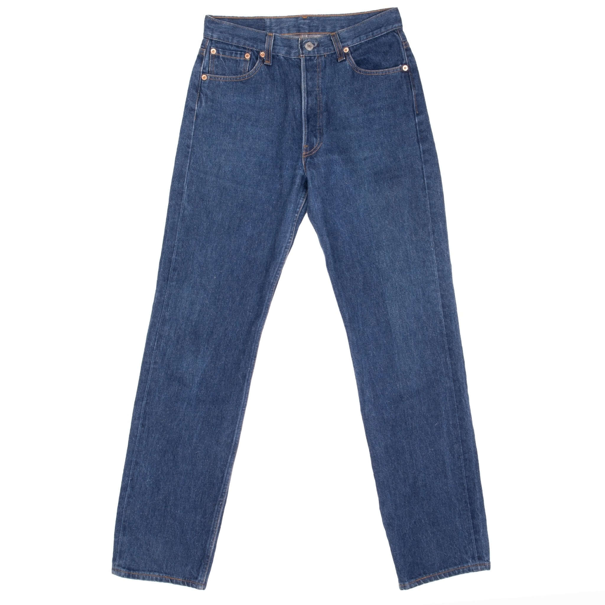 Beautiful Indigo Levis 501 Jeans 1990s Made in USA with Medium Wash Size on tag 30X32 Actual Size 29X32 Back Button #544