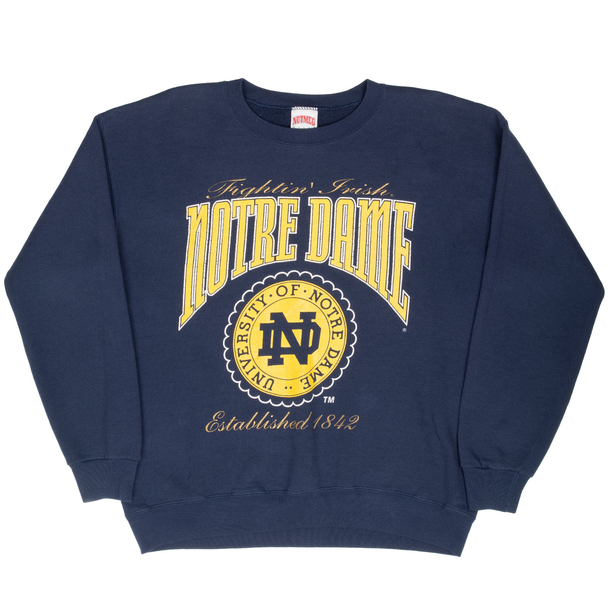 Vintage Ncaa Notre Dame Fighting Irish Sweatshirt 1990S Size Large Made In Usa