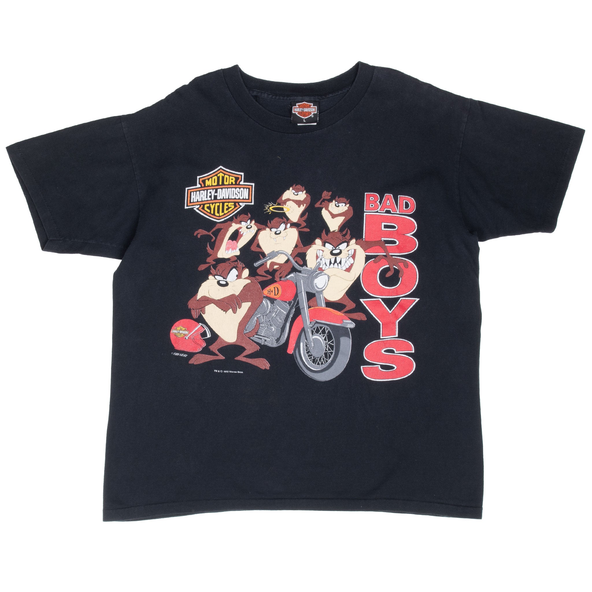 Front of black Harley-Davidson Looney Tunes Taz Bad Boys biker T-shirt