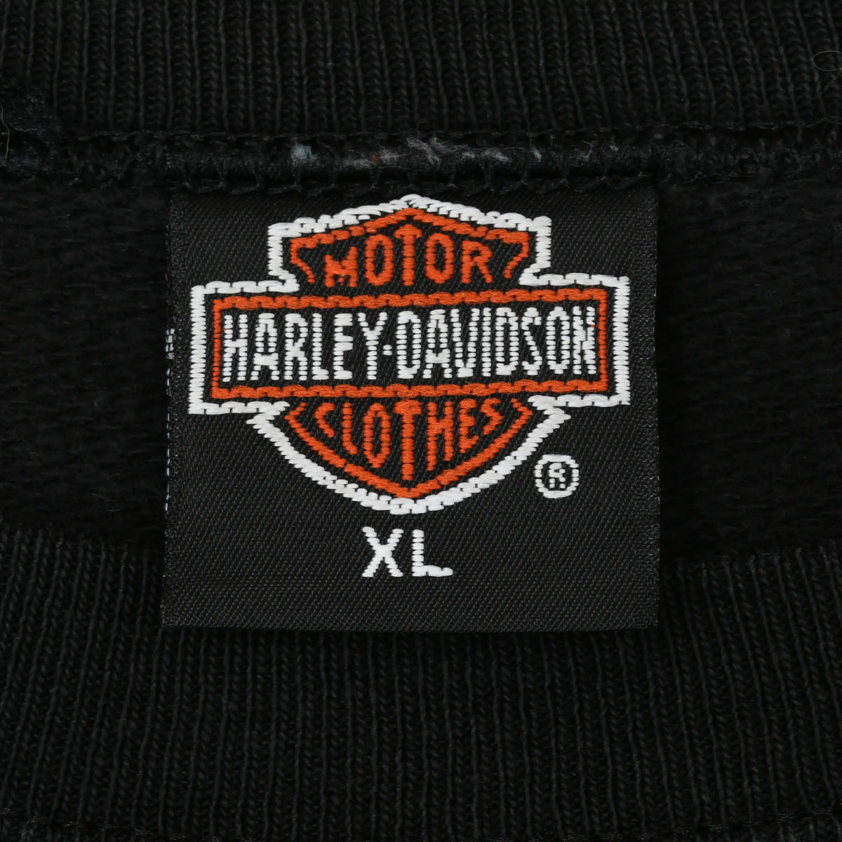 Harley-Davidson Motor Clothes XL neck tag on black sweatshirt
