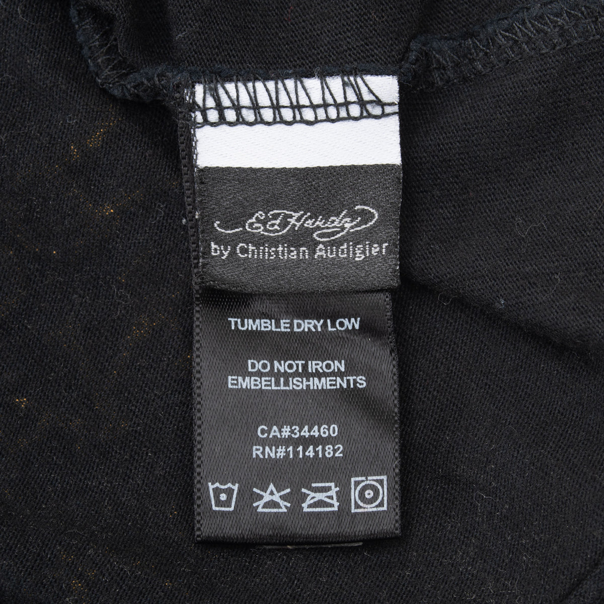 Ed Hardy by Christian Audigier care label inside black tee