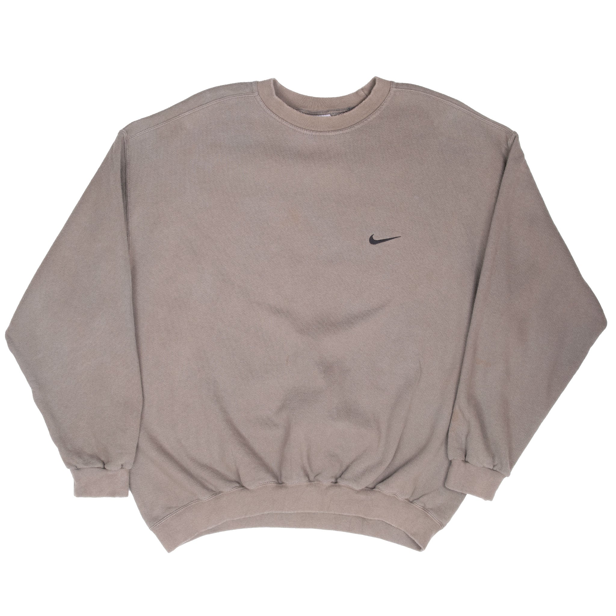 Vintage Nike Classic Swoosh Khaki Sweatshirt 1990S Size XL Made In Usa