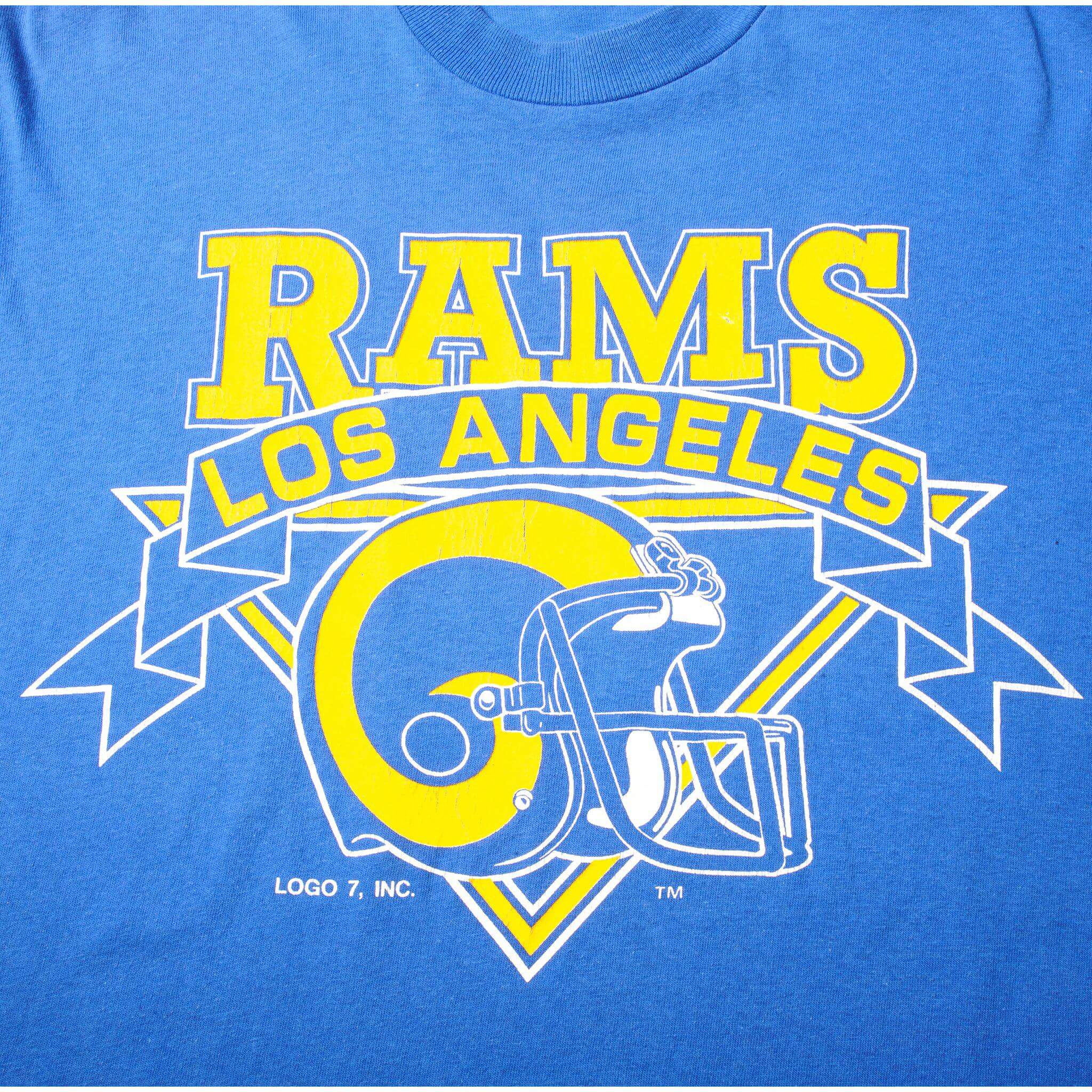 Vintage NFL Los Angeles Rams Tee Shirt Size Large Made In USA With Single Stitch Sleeves.