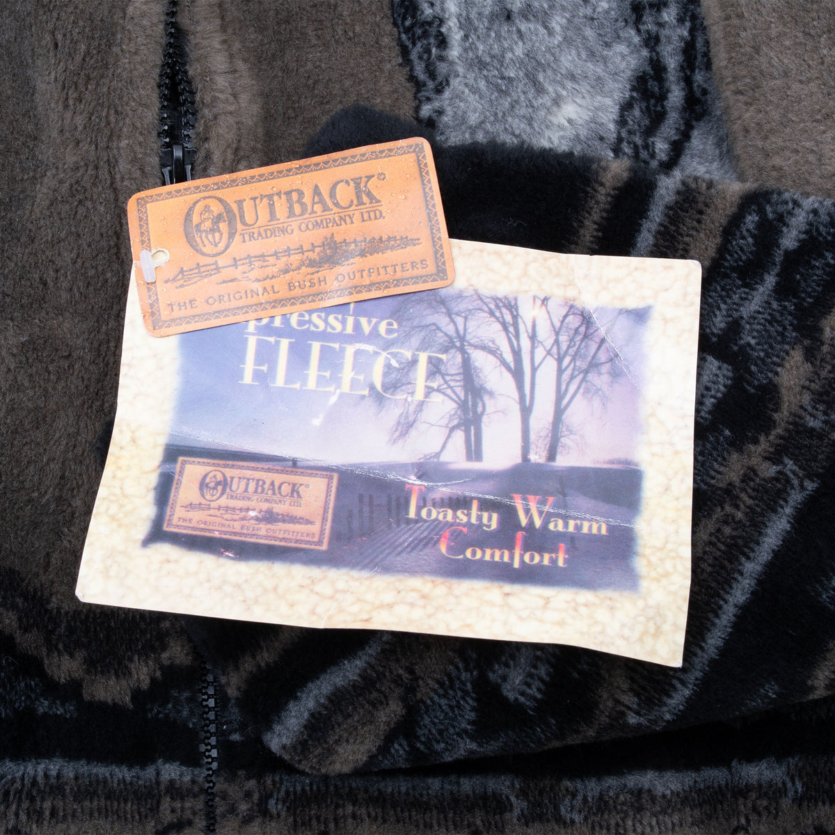Vintage Animal Print Wild Horses Outback Fleece Jacket Size Large Deadstock