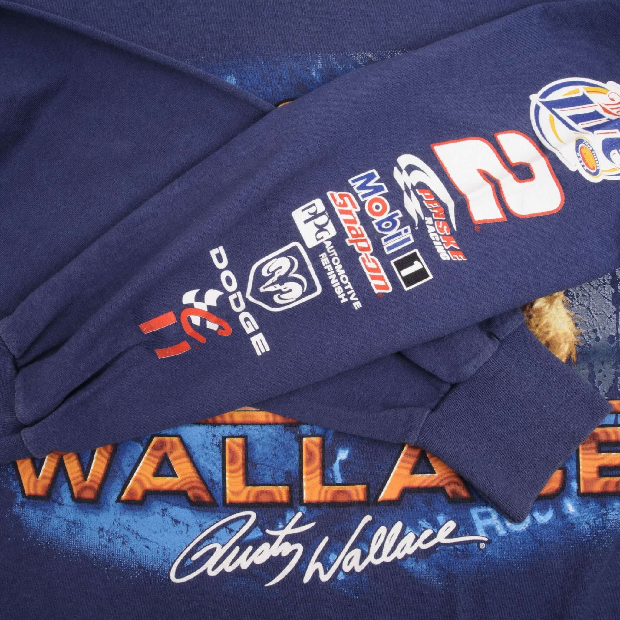 Vintage Nascar Rusty Wallace Live To Race Race To Live 1990s Long Sleeve Tee Shirt Size XL