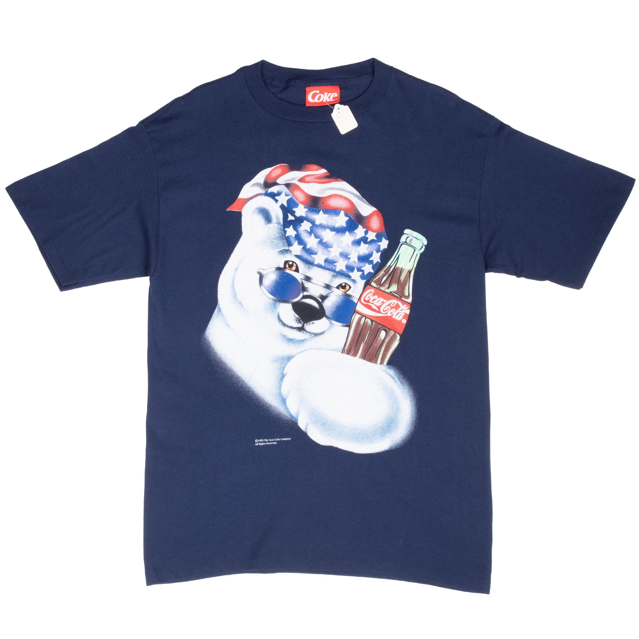 Vintage Coca Cola Polar Bear Tee Shirt 1995 Size Medium Made In USA With Single Stitch Sleeves Deatstock