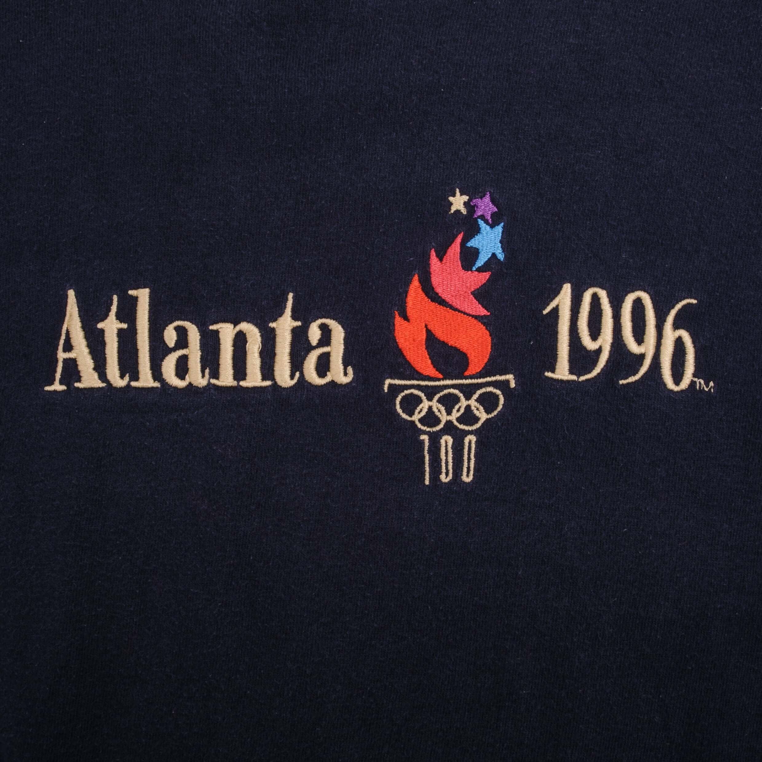 Vintage Champion Atlanta Olympics 1996 Embroidered Tee Shirt Size XL With Single Stitch Sleeves Made In USA