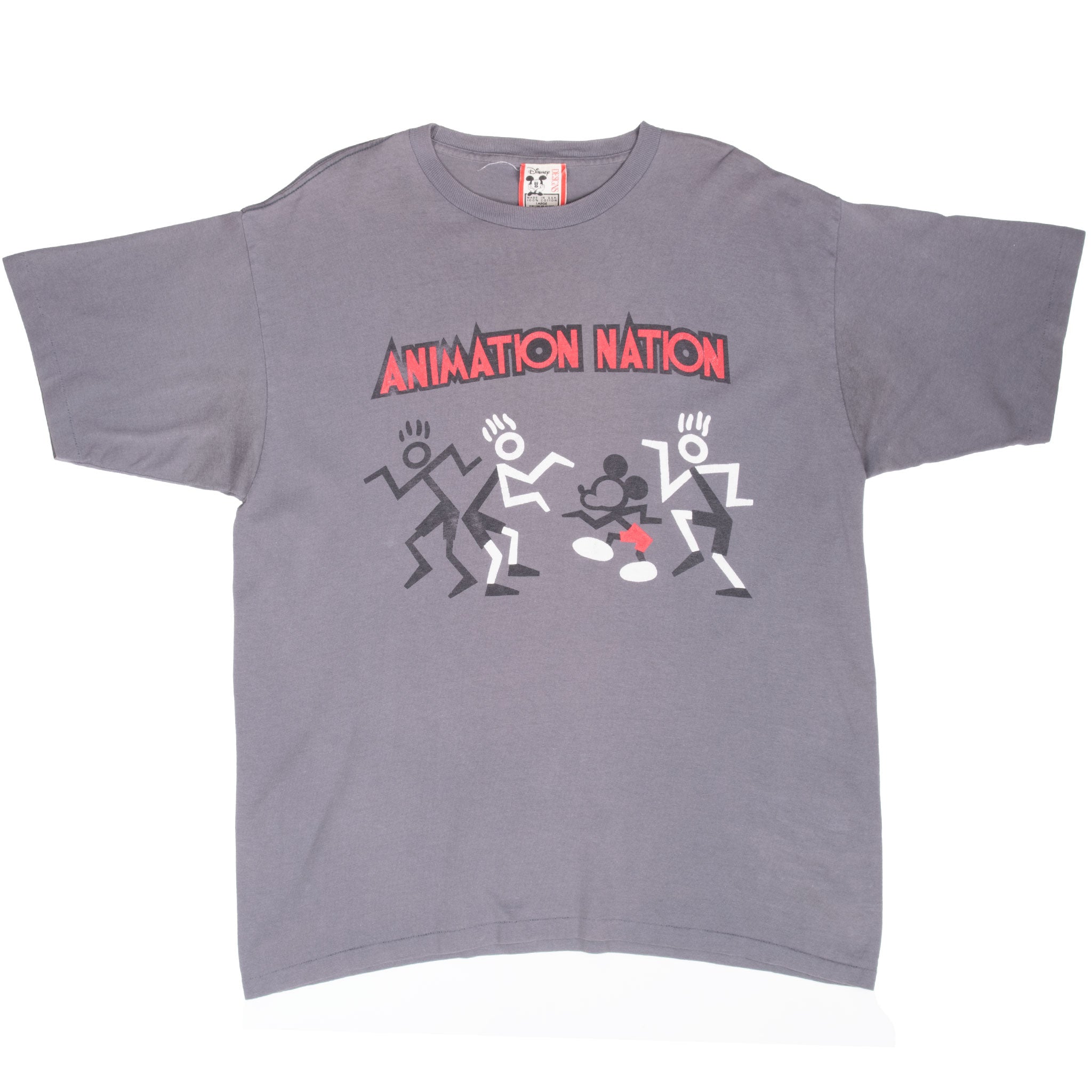 Vintage Disney Animation Nation Mickey Mouse Tee Shirt Size Large Made In Usa With Single Stitch Sleeves