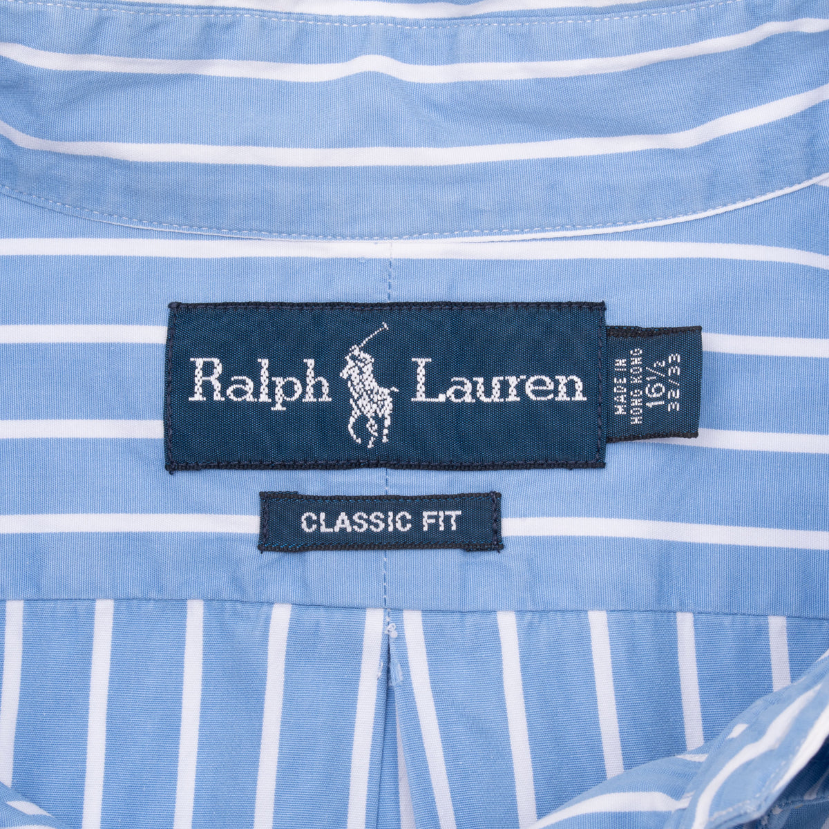 Vintage Ralph Lauren Blue Striped Shirt 1990S Size Large 16 1/2 X 32- 33