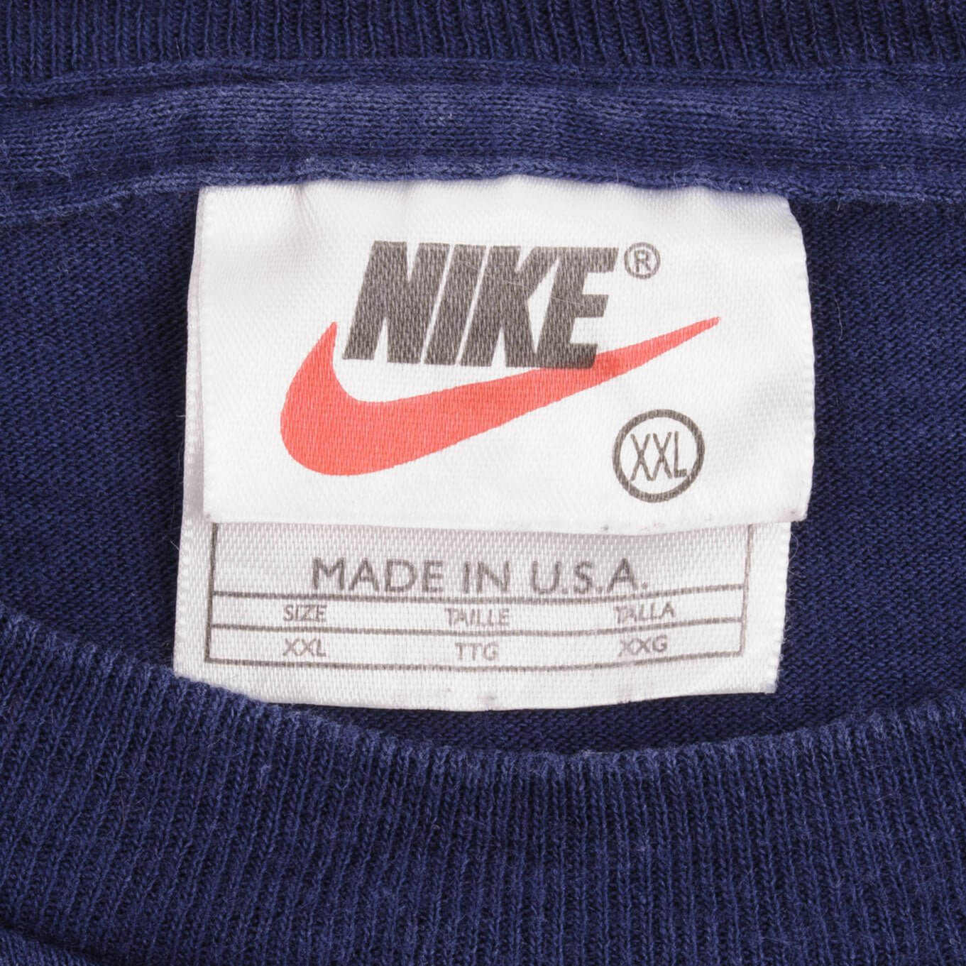 Vintage Nike Classic Swoosh Navy Blue Tee Shirt Size 1990s Size 2XL Made In USA