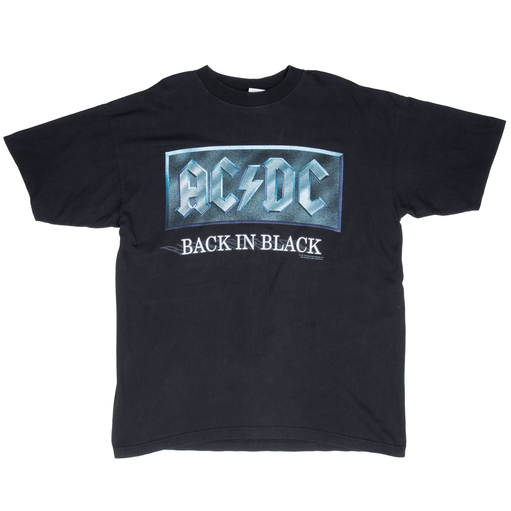 Vintage Acdc Back In Black Tee Shirt 1991 Size XL Made In Usa With Single Stitch Sleeves