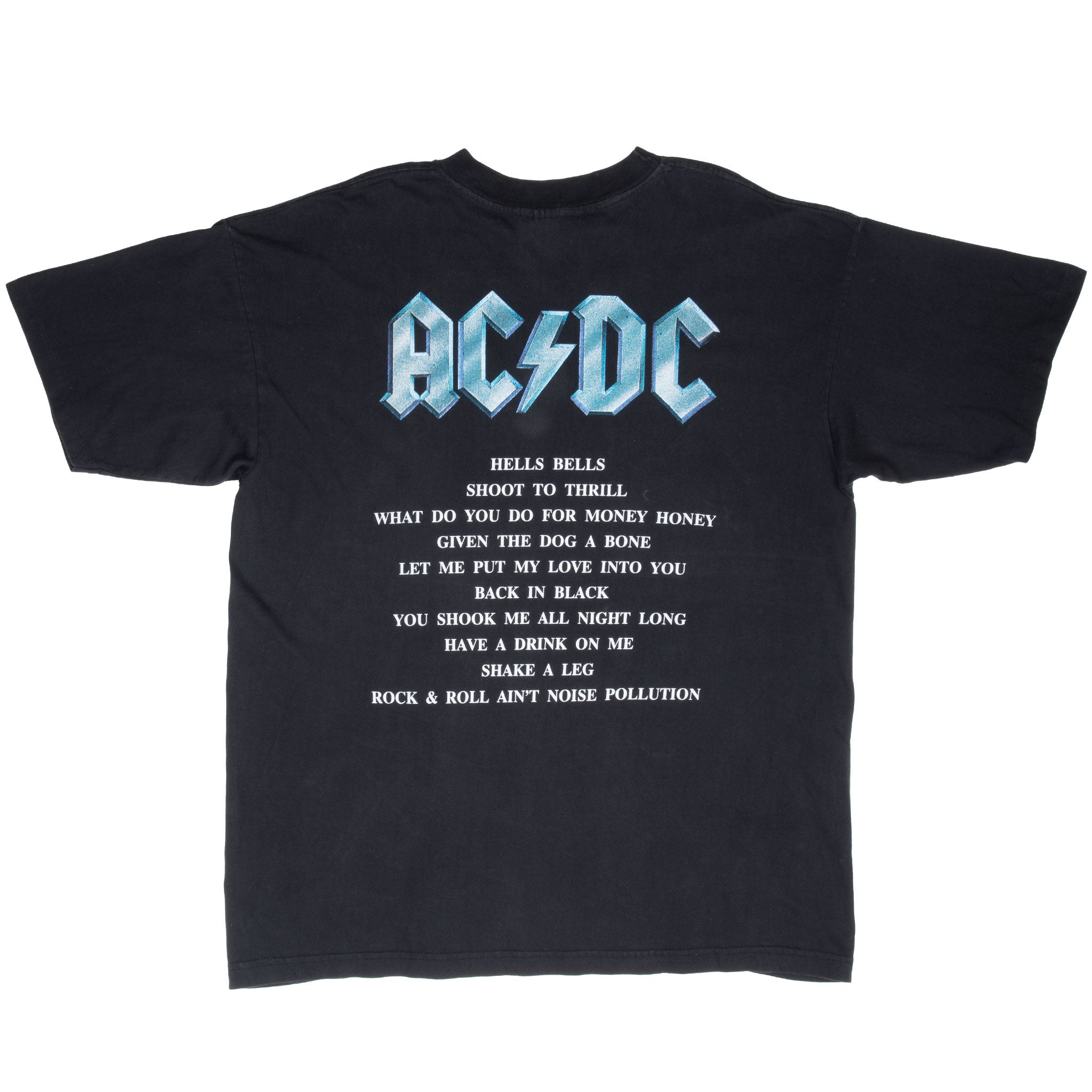 Vintage Acdc Back In Black Tee Shirt 1991 Size XL Made In Usa With Single Stitch Sleeves