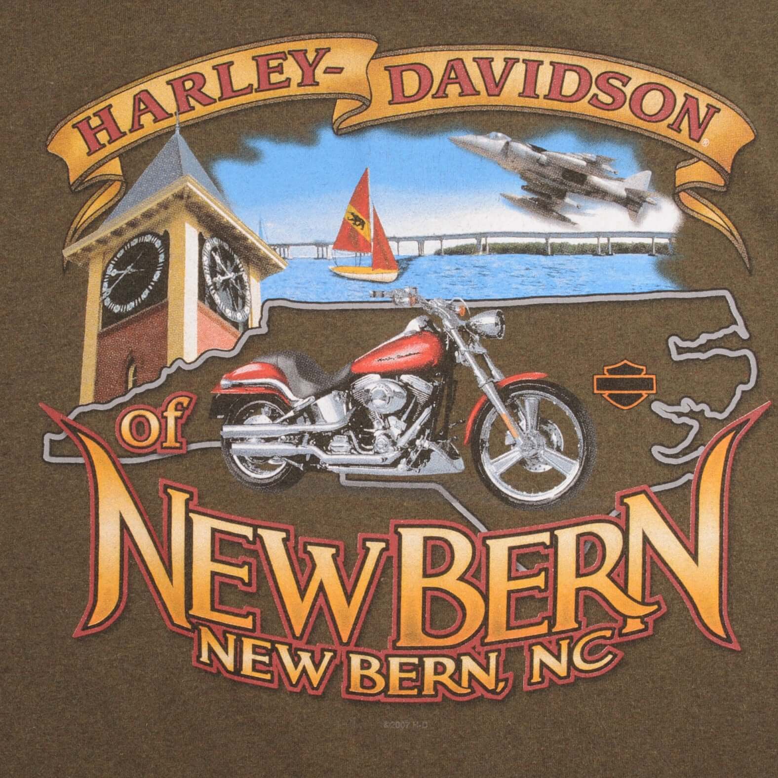 Vintage Harley Davidson Newbern NC Tee Shirt 2009 Size Large Made In USA