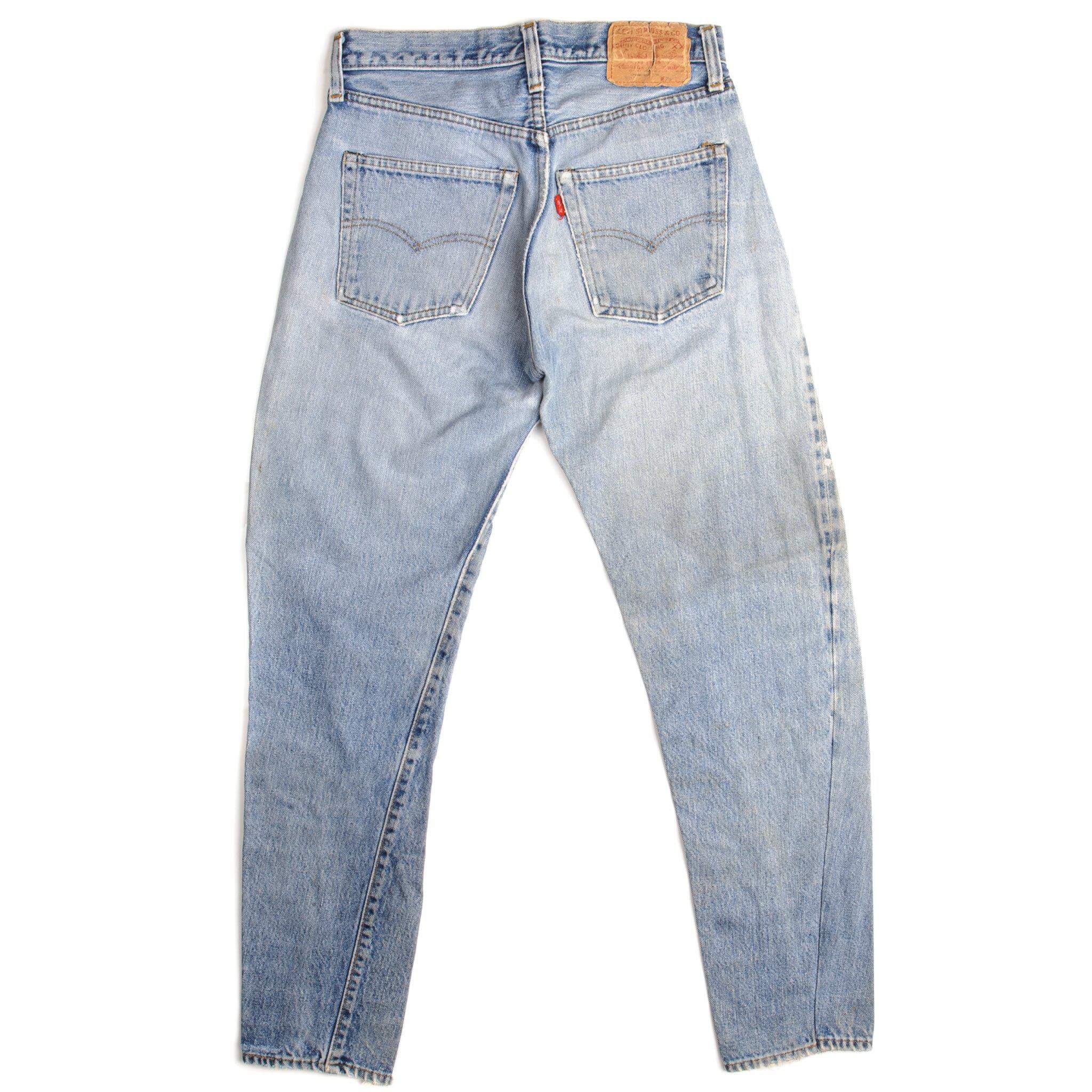 VINTAGE LEVIS 501 JEANS INDIGO REDLINE SELVEDGE 1971-1985 WOMAN SIZE W28 L28 MADE IN USA