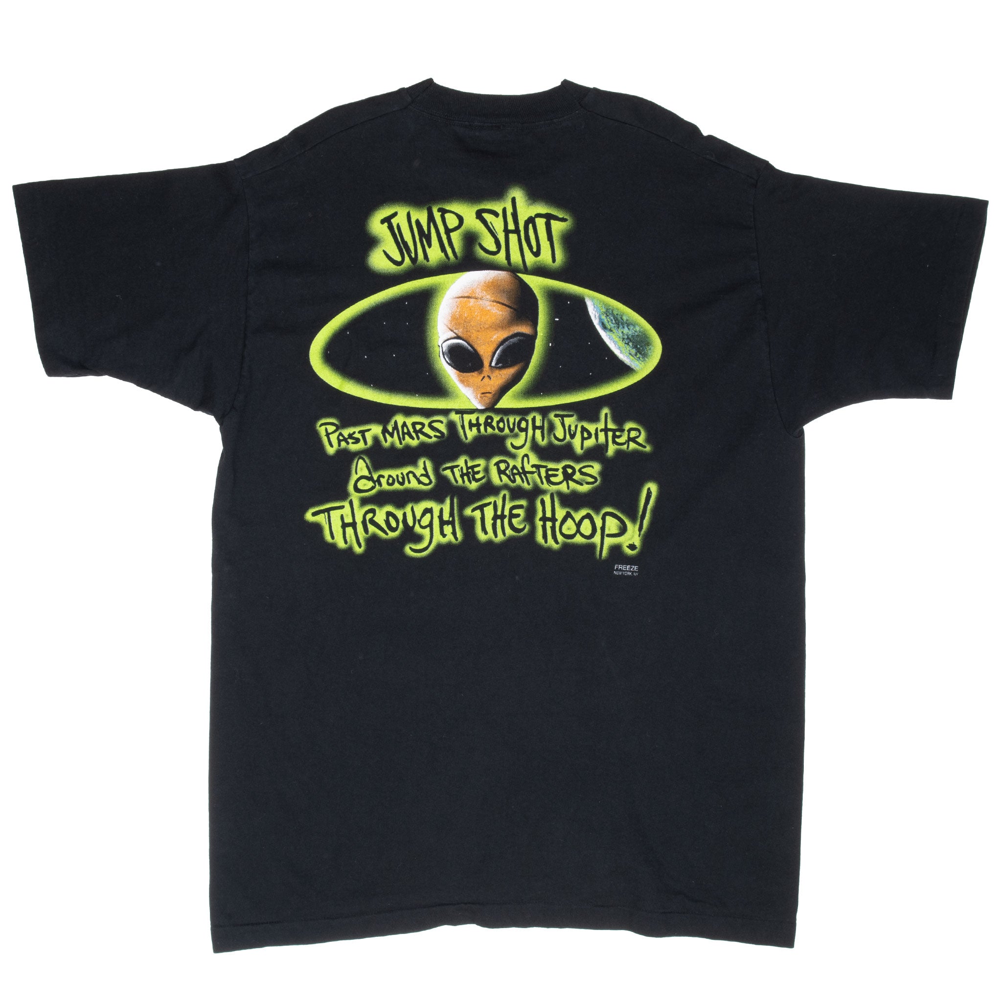 Vintage Alien Jump Shot Freeze Ny Tee Shirt 1990S Size Large Made In Usa