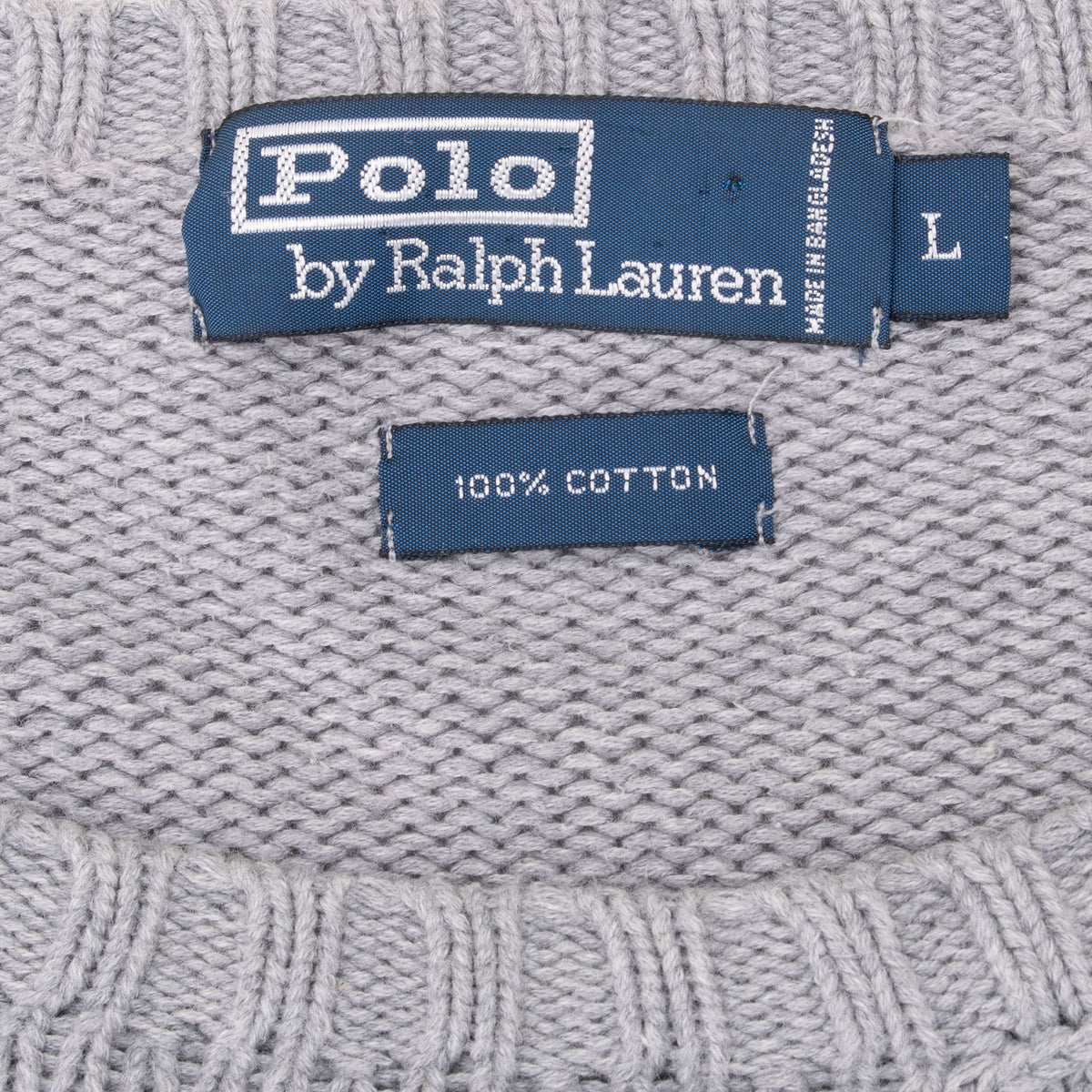 Vintage Polo Ralph Lauren Grey Knit Crewneck Sweater 1990S Size Large