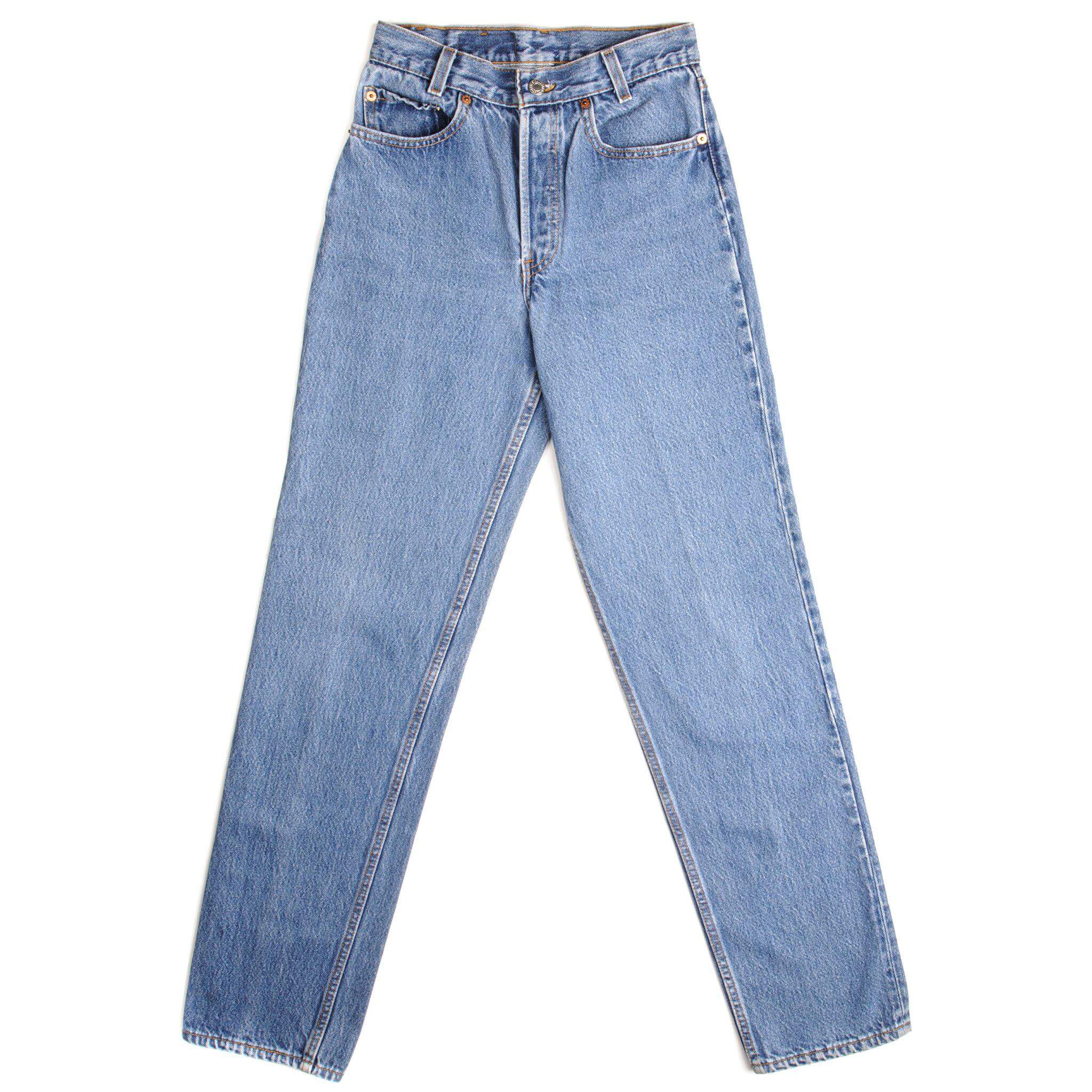 Beautiful Indigo Levis 501 Jeans Made in USA with a light blue wash. Size 24x30 Back Button : No Number