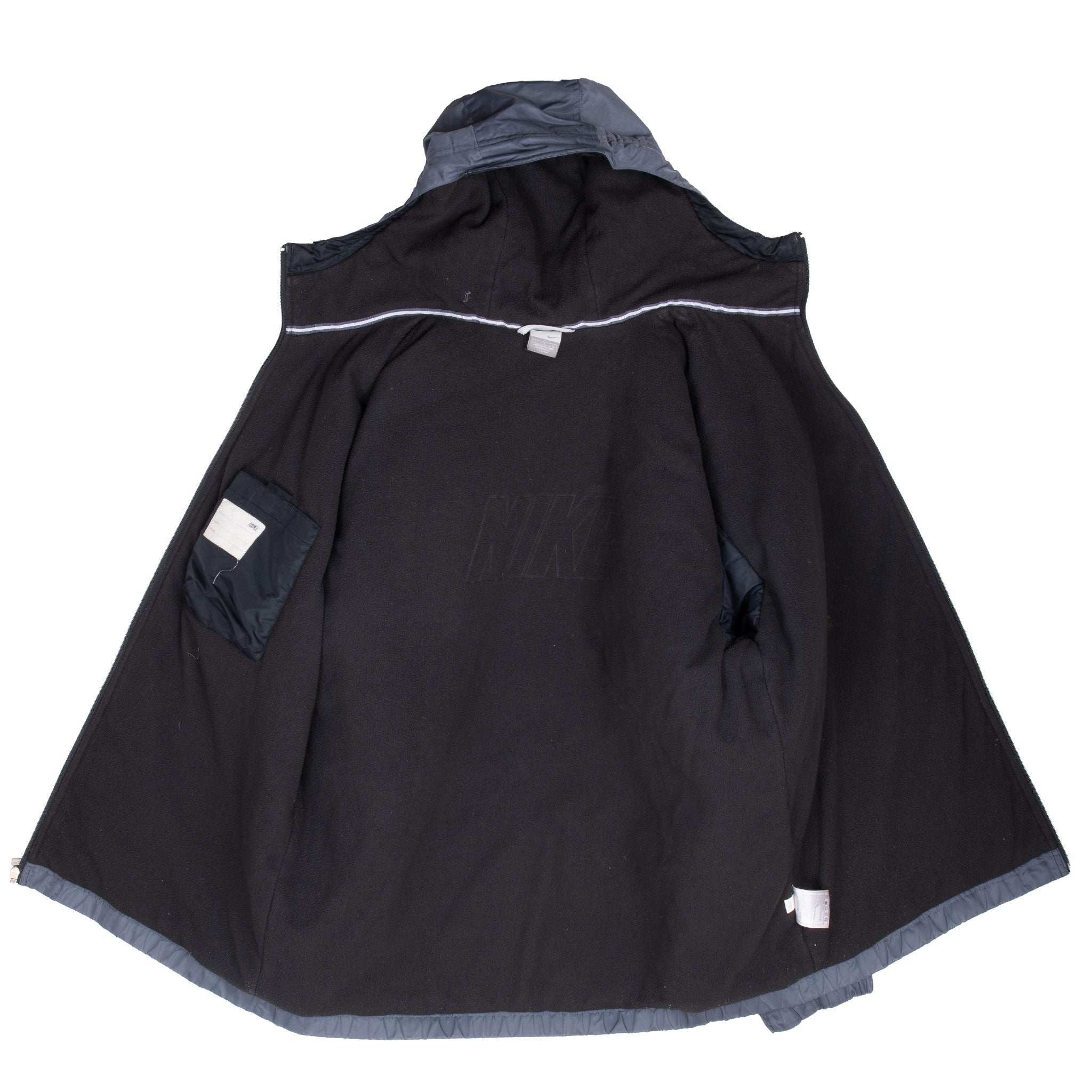 Vintage Nike Big Swoosh Dark Grey Hooded Windbreaker Jacket 2000S Size Large