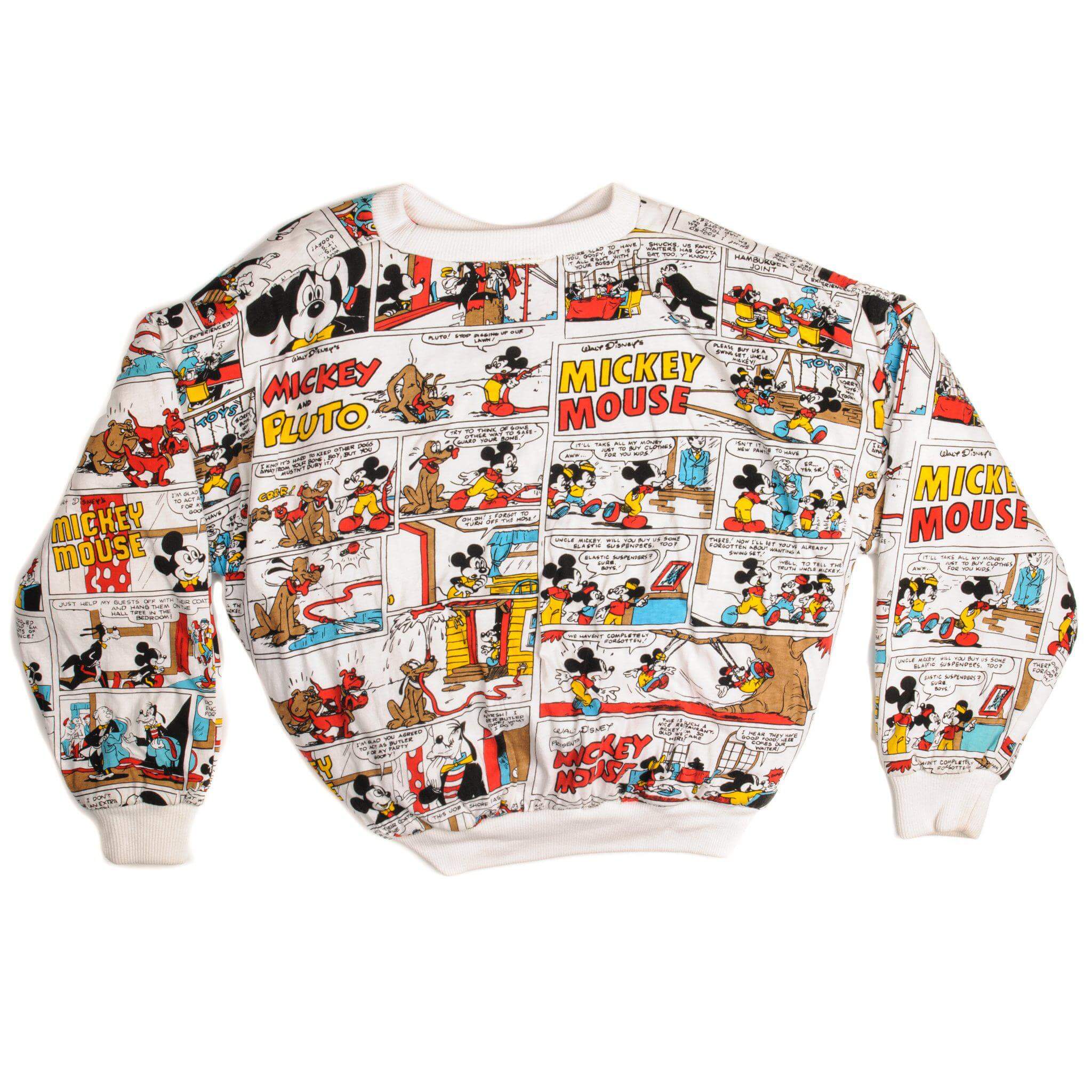 Vintage Disney All Over Print Mickey, Minnie And Pluto Reversible Sweatshirt Size Small Oversized