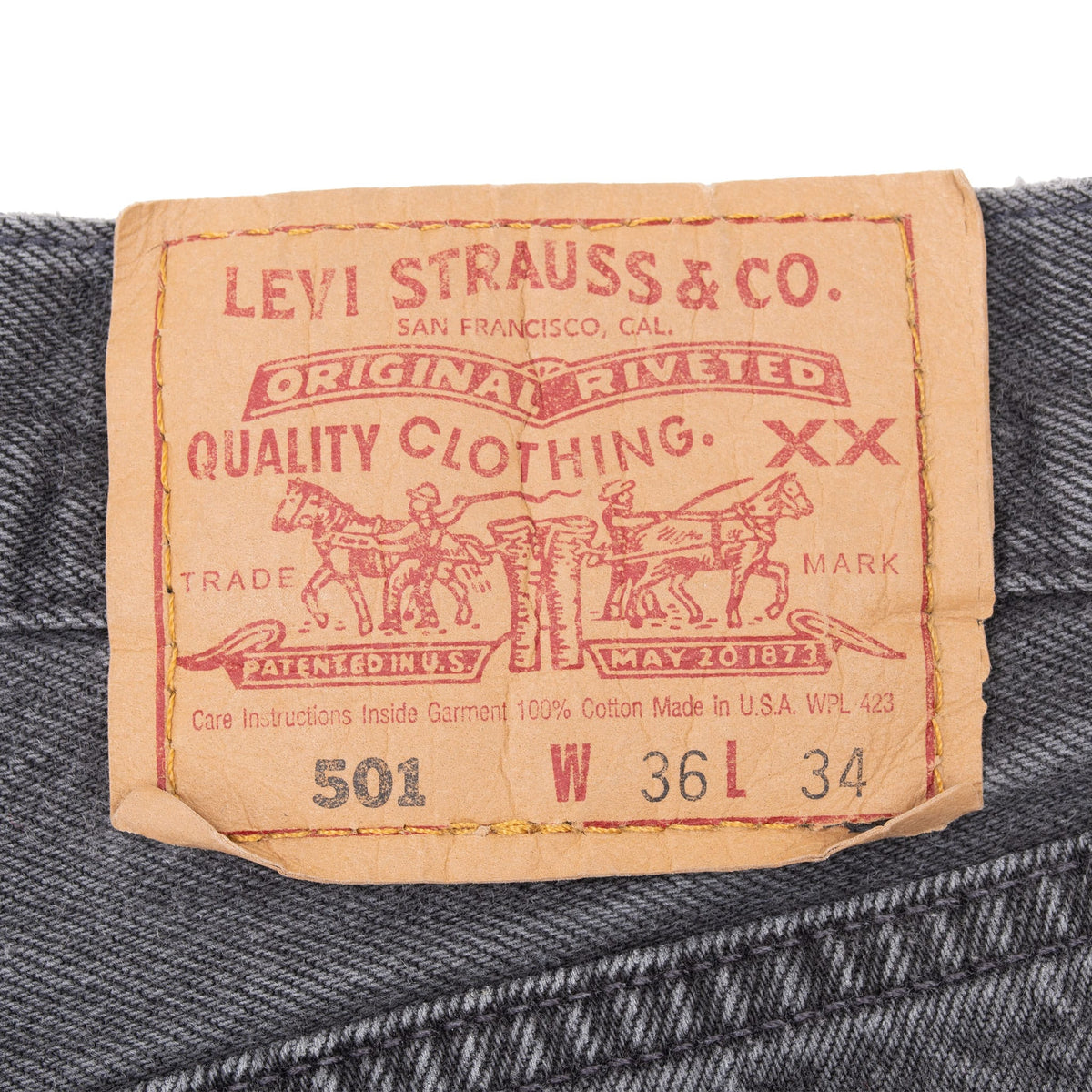 Levi Strauss & Co. 501 waist patch marked W36 L34