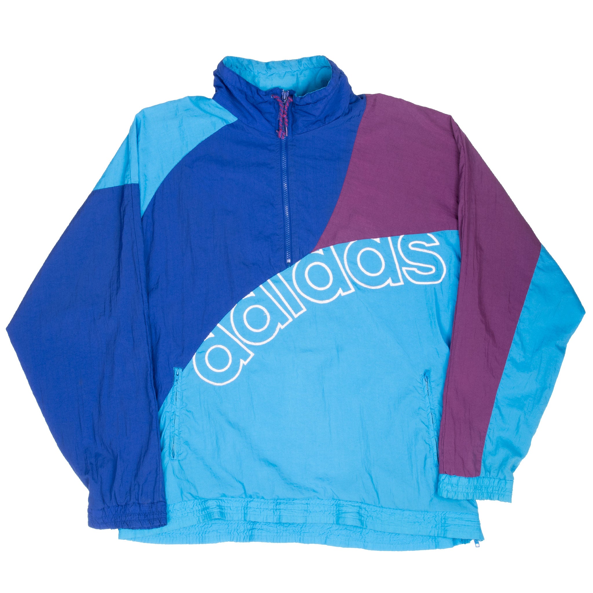 Vintage Adidas Pullover Blue Windbreaker Jacket 1990S Size Large
