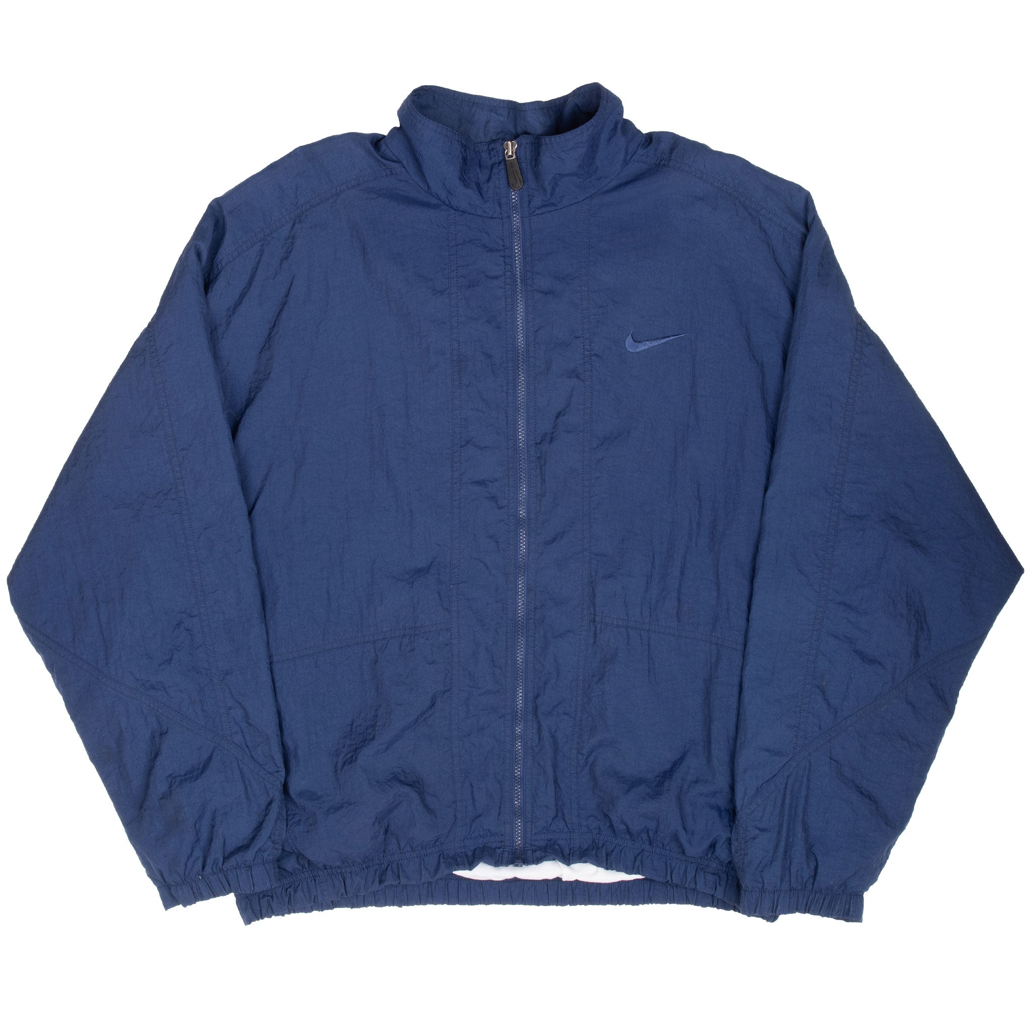 Vintage Nike Classic Swoosh Navy Blue Windbreaker Jacket 1990S Size XL