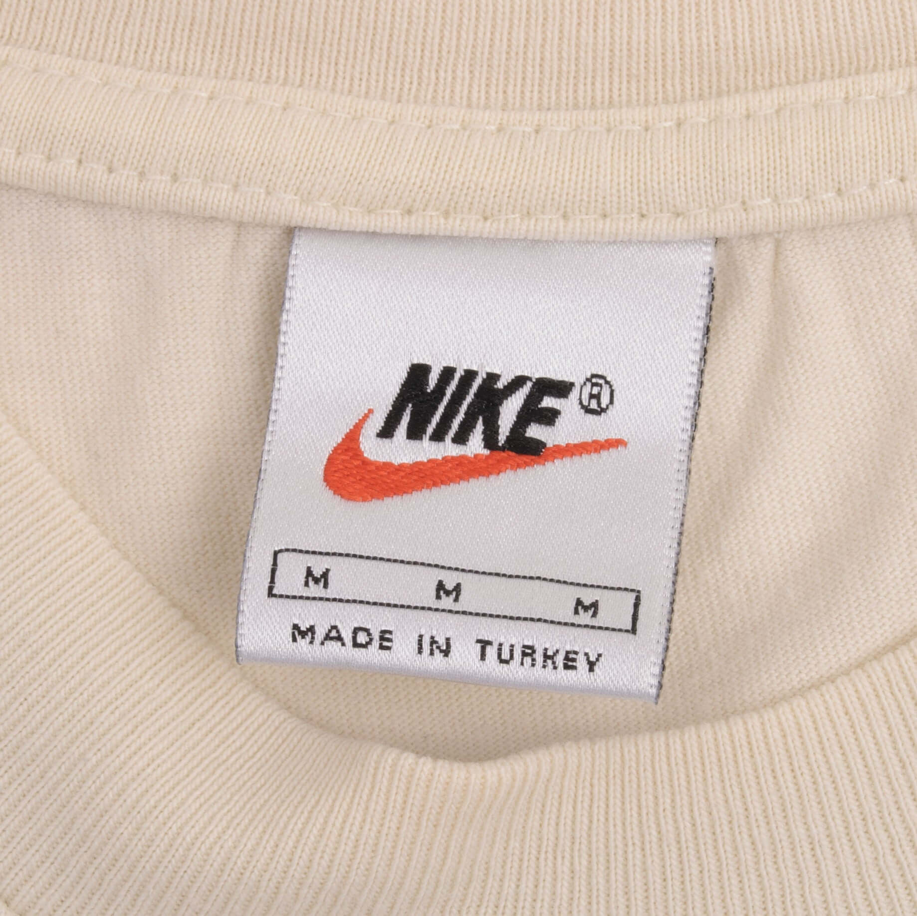 Vintage Nike Classic Swoosh Beige Tee Shirt Size 1990s Size Medium