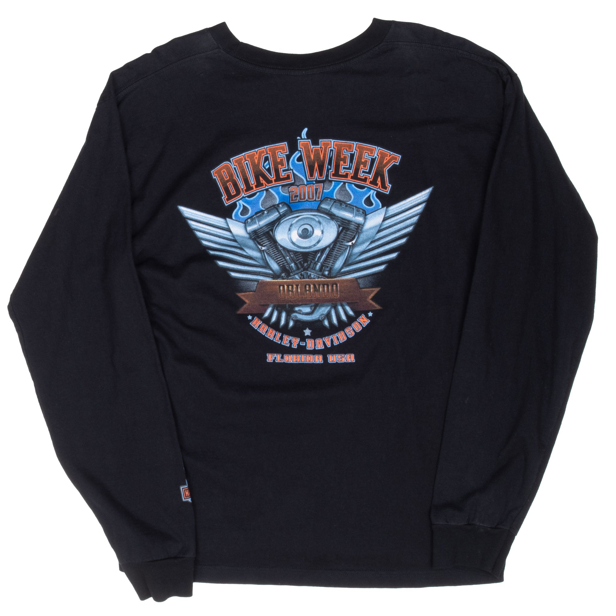 Vintage Harley Davidson Orlando Bike Week 2007 Long Sleeve Tee Shirt Size Large