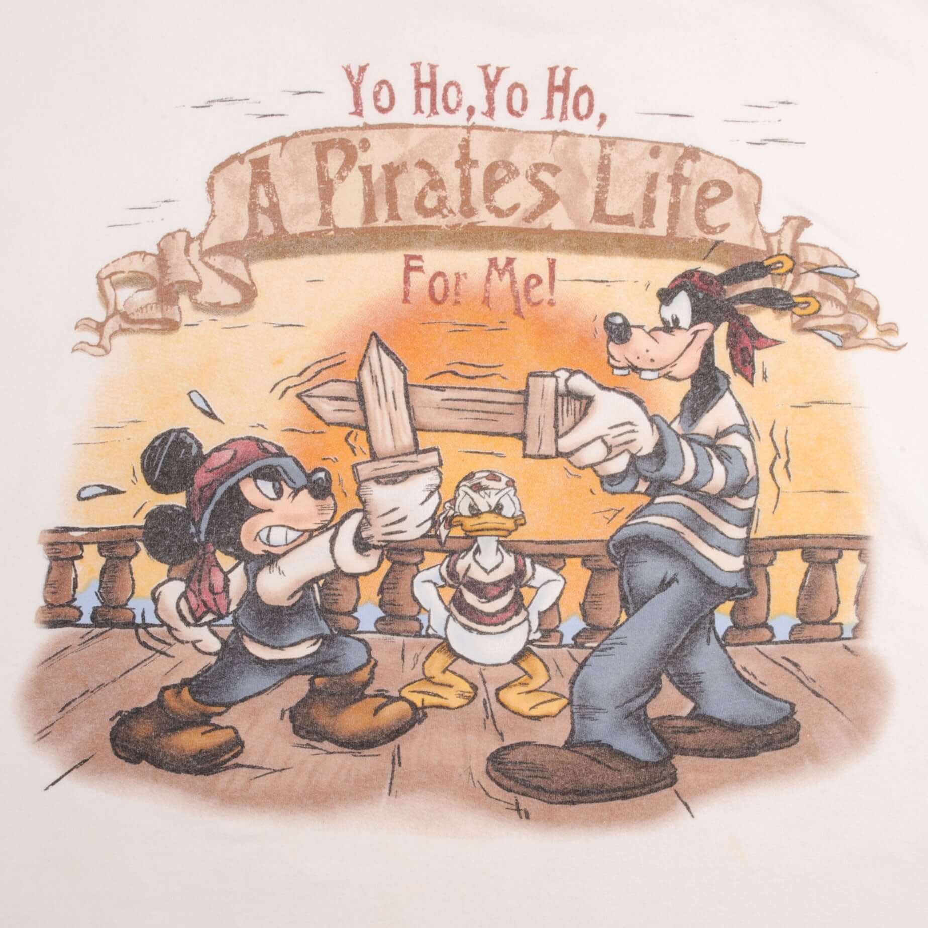 Vintage Disneyland Mickey Mouse Donald Duck and Goofy A Pirate Life 1990S Tee Shirt Size XL Made In Usa