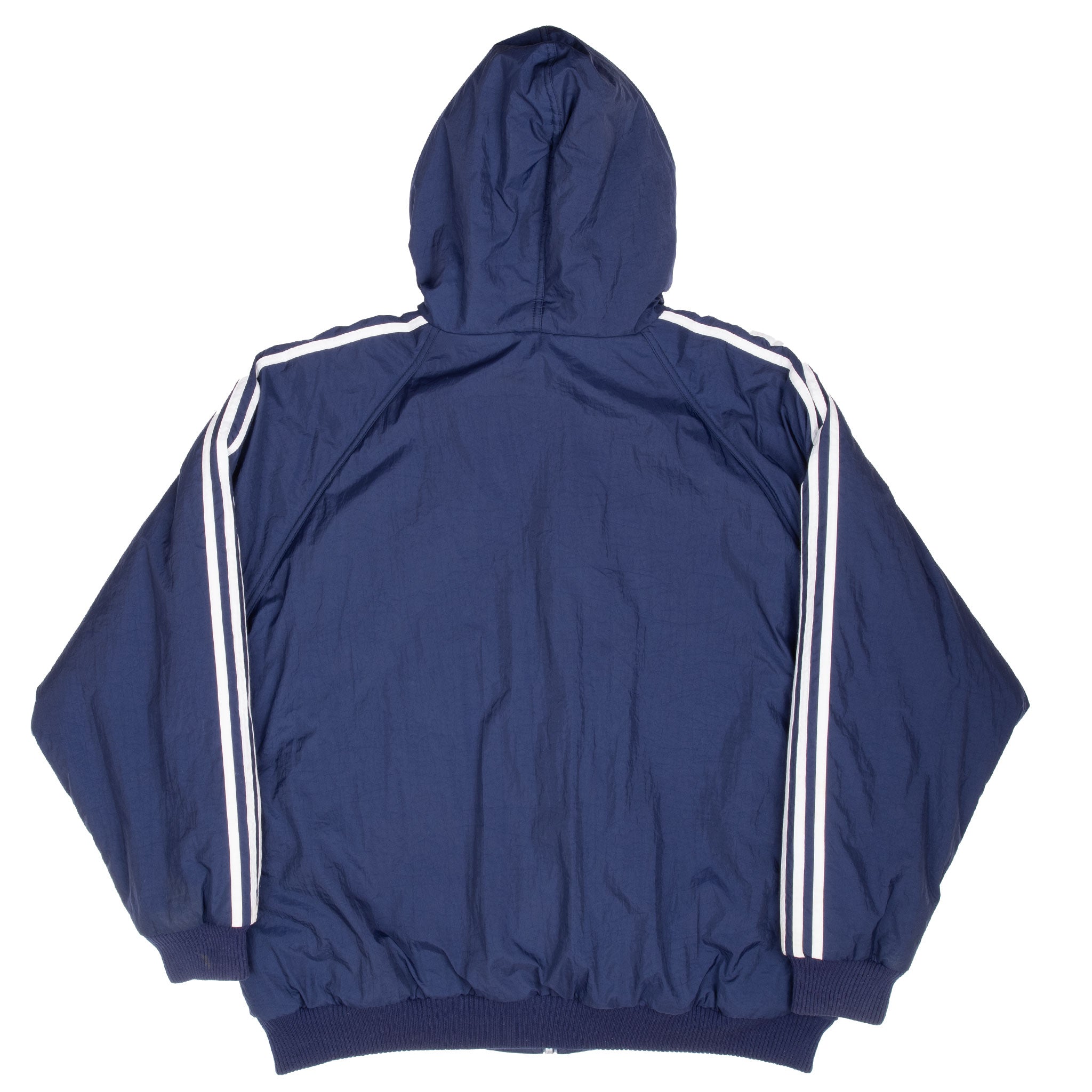 Vintage Adidas Reversible Nylon Blue Windbreaker Hooded Jacket 1990S Size XL